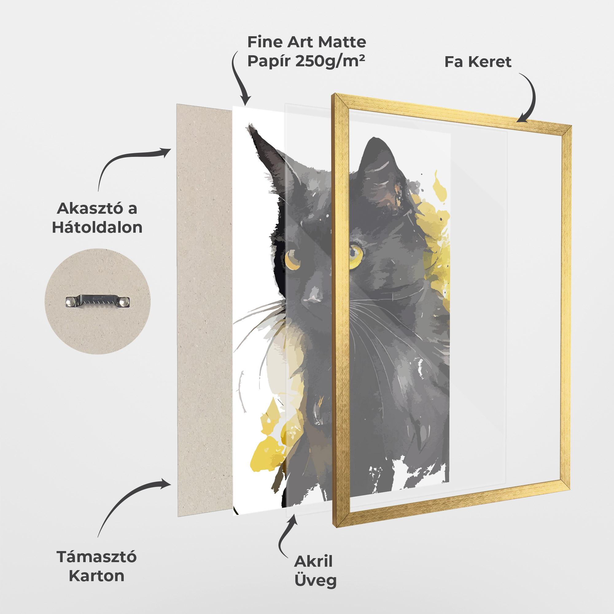 Keretezett Poszter Beautiful Black Cat mockup 1