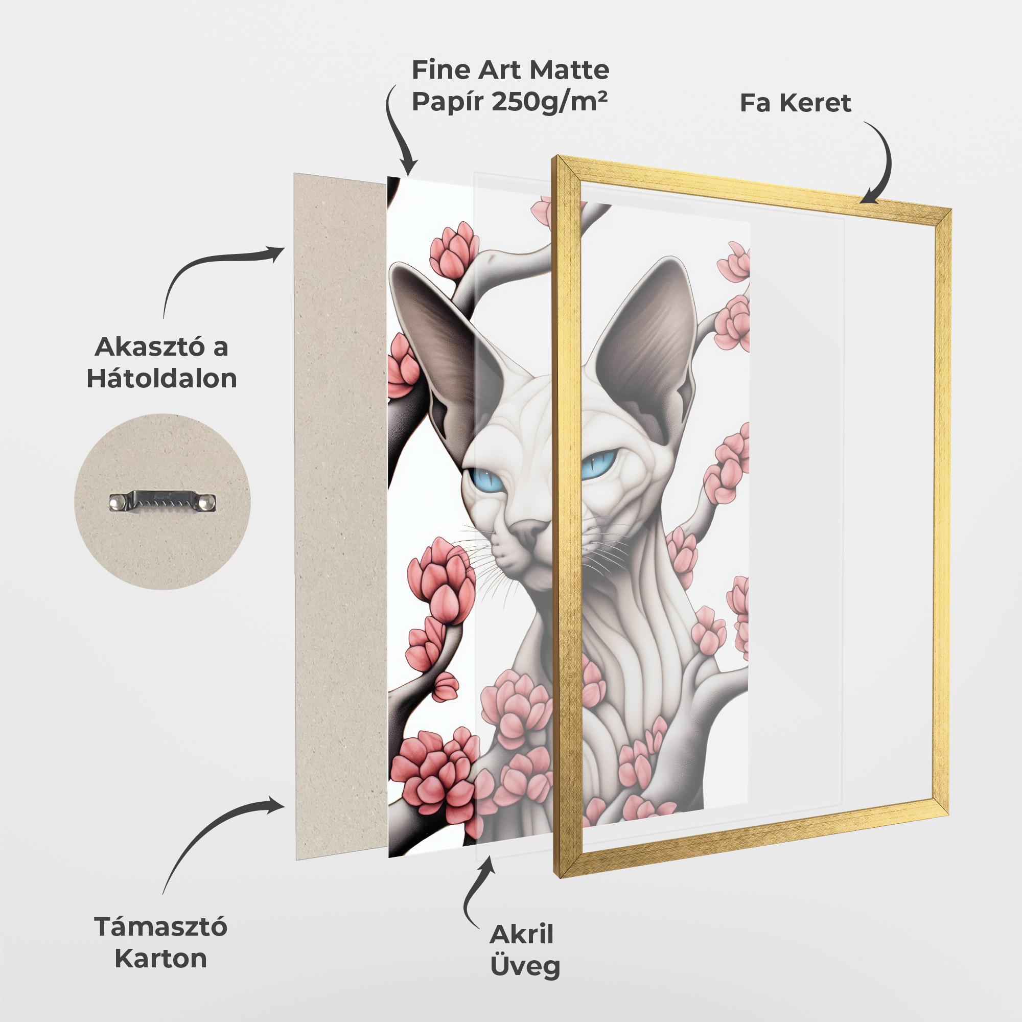 Keretezett Poszter Blue Eyes Cat Drawing mockup 1