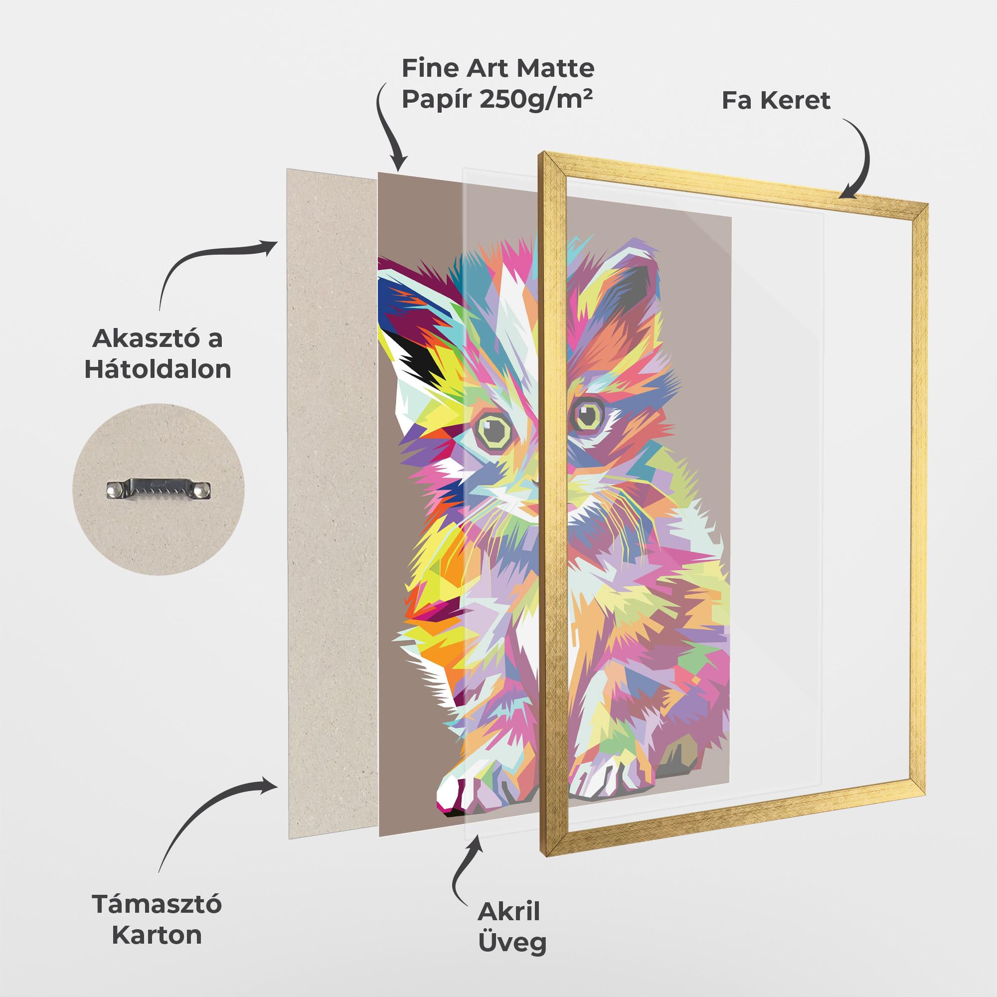 Keretezett Poszter Colorful Cat mockup 1