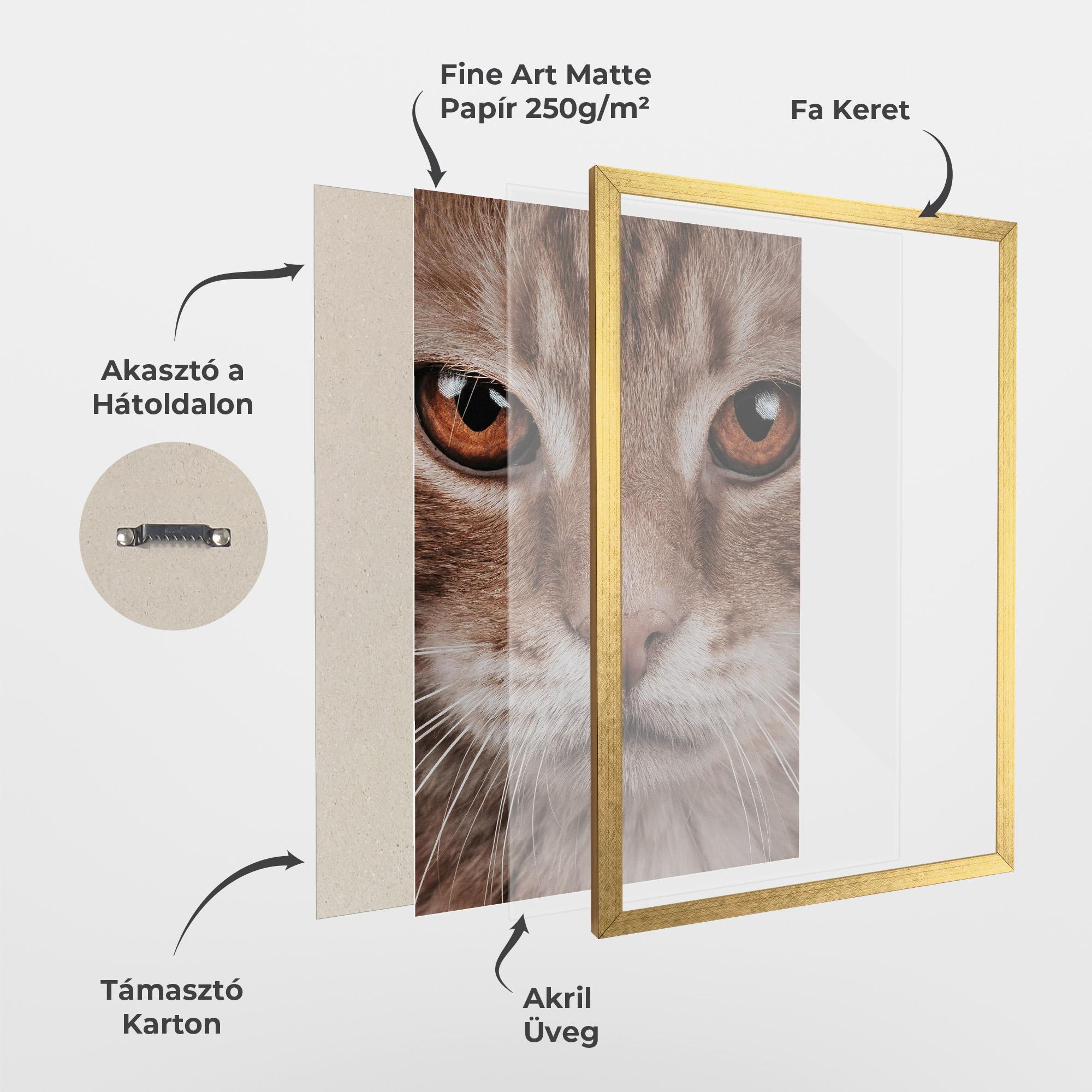 Keretezett Poszter Fire Eyes Cat mockup 1