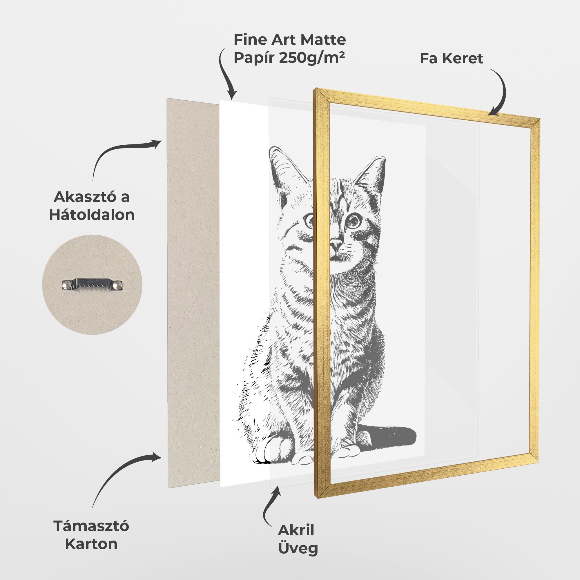 Keretezett Poszter Hand Drawn Cat mockup 1