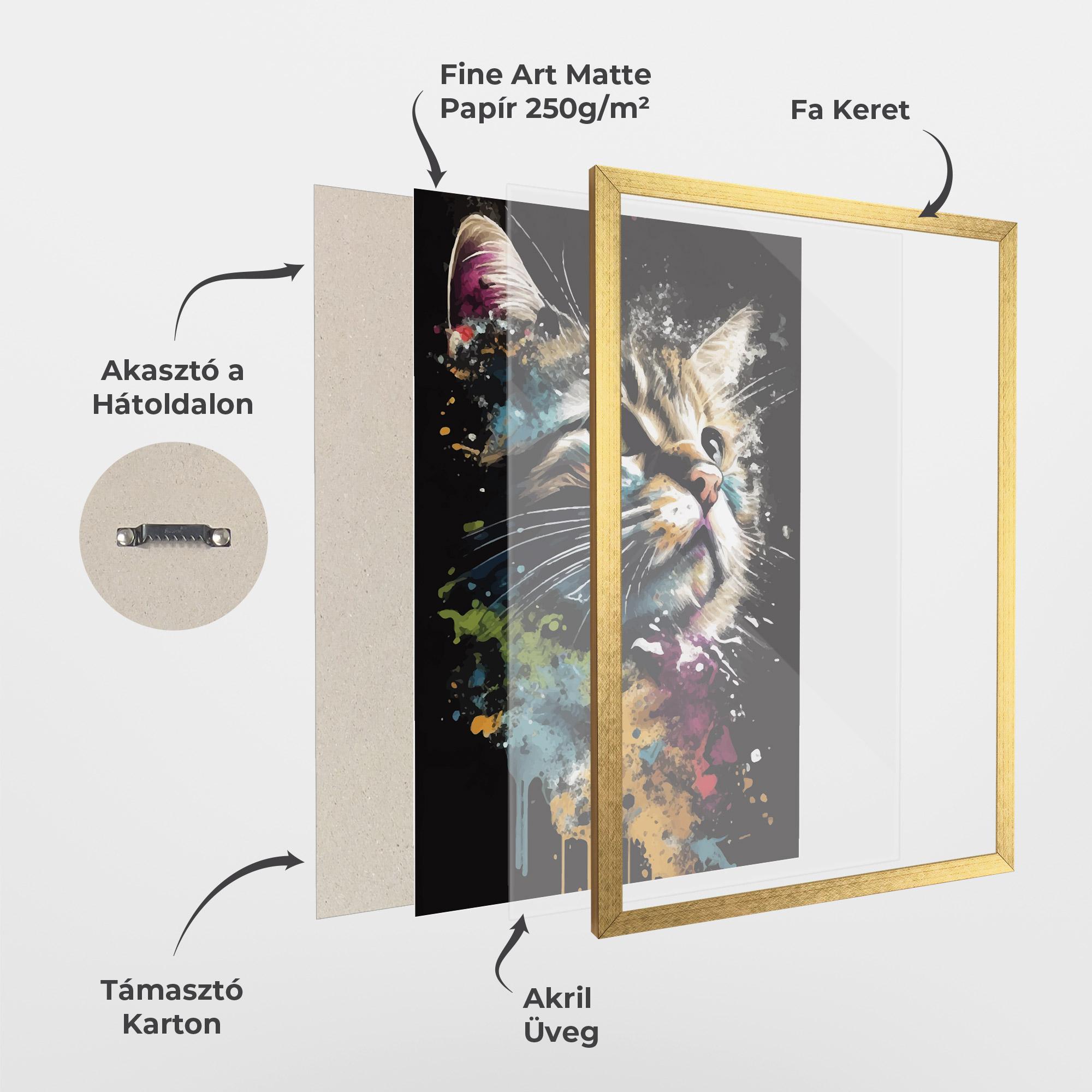 Keretezett Poszter Painted Cat mockup 1