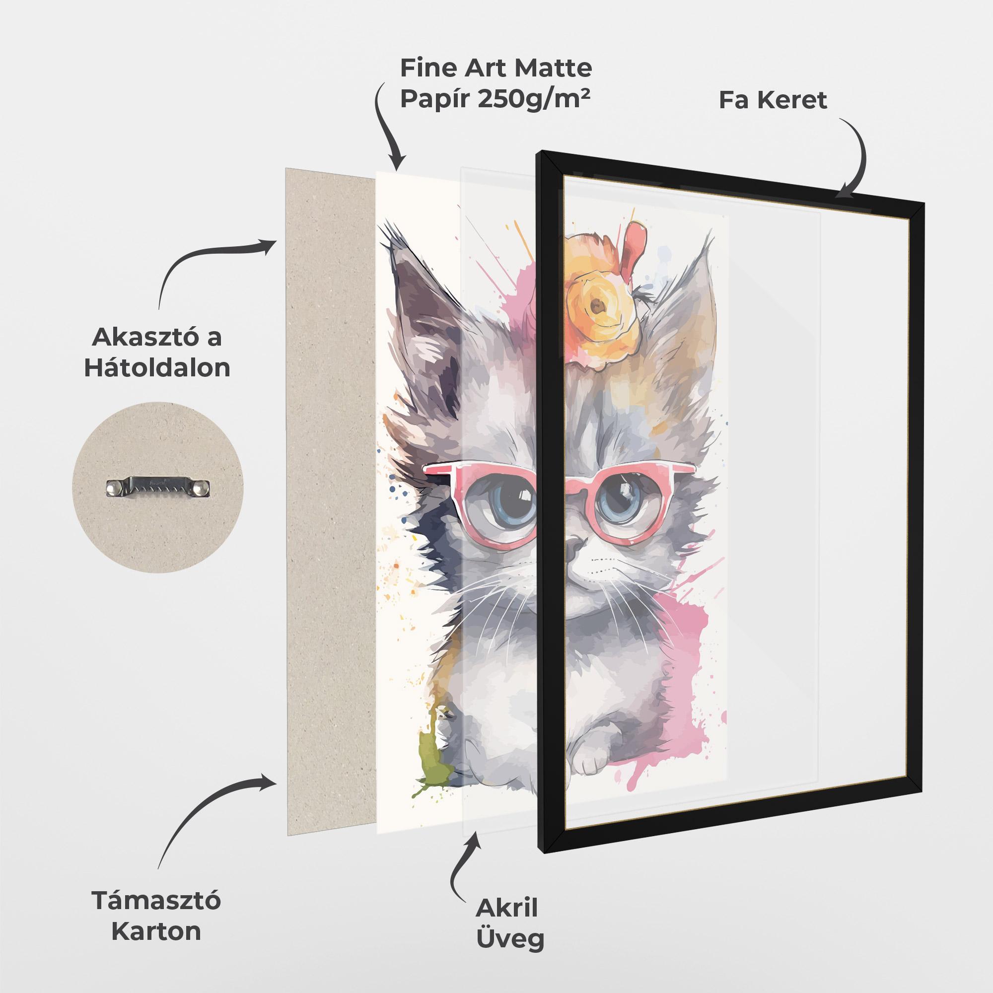 Keretezett Poszter Adorable Grey Cat mockup 1