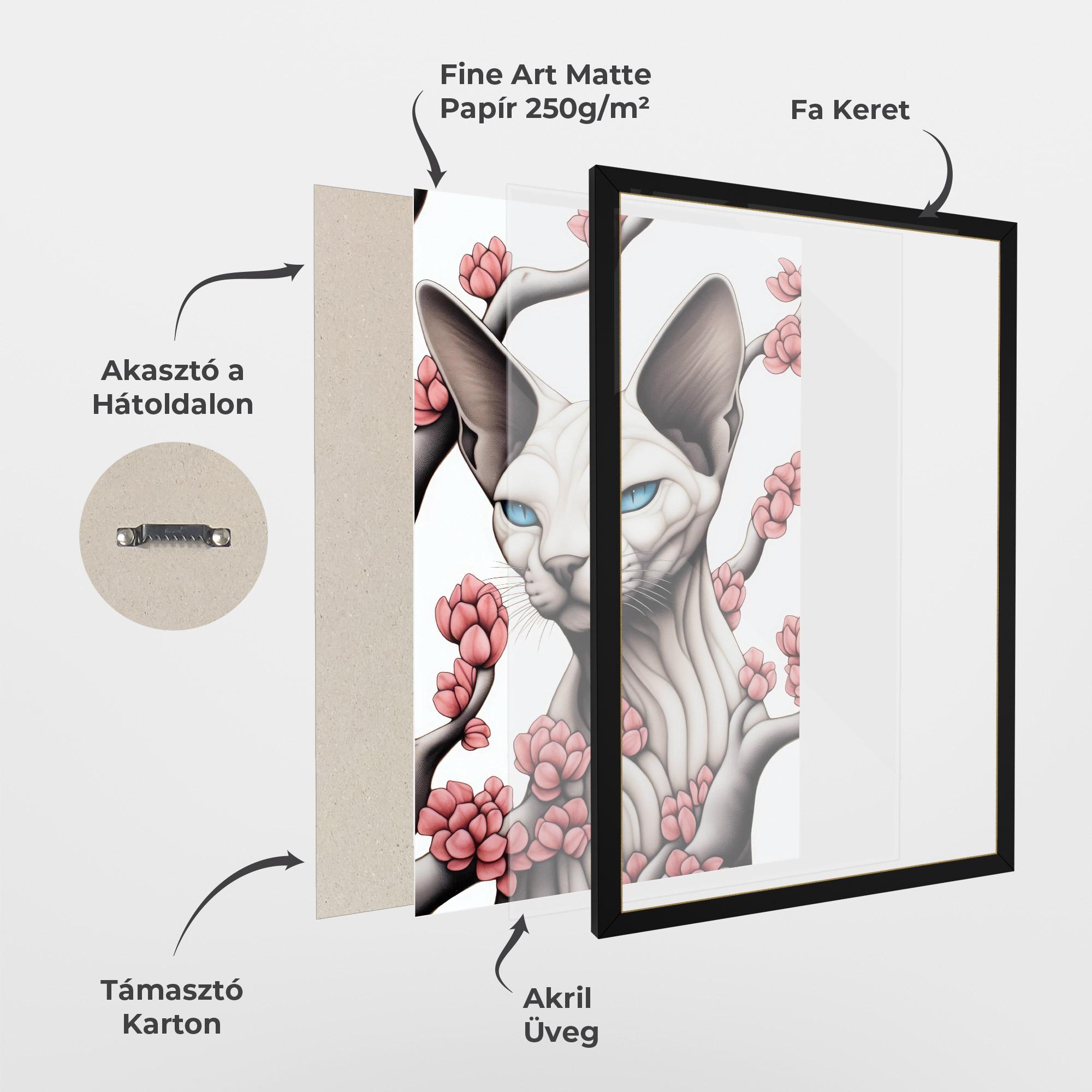 Keretezett Poszter Blue Eyes Cat Drawing mockup 1