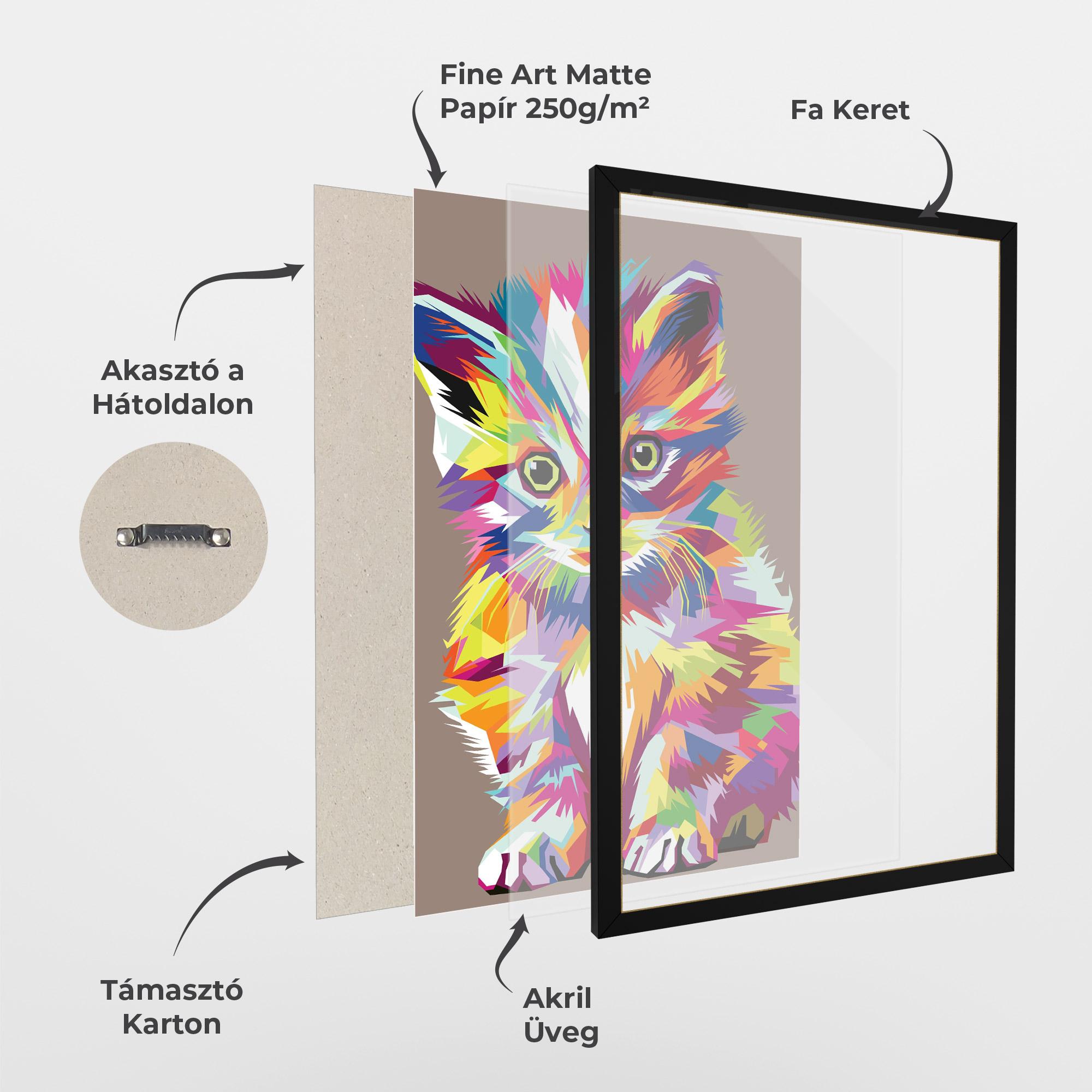 Keretezett Poszter Colorful Cat mockup 1