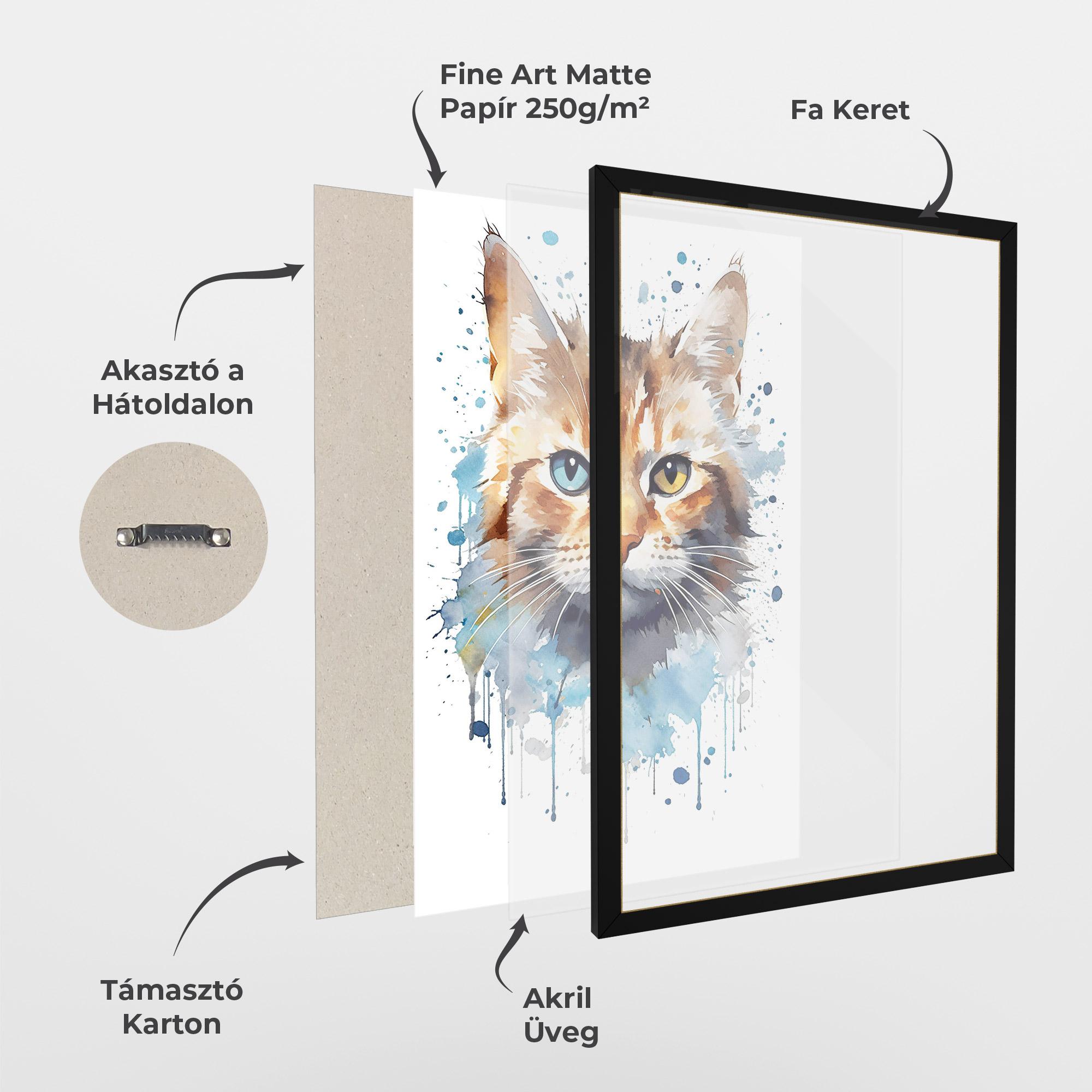 Keretezett Poszter Orange Blue Eyes Cat mockup 1