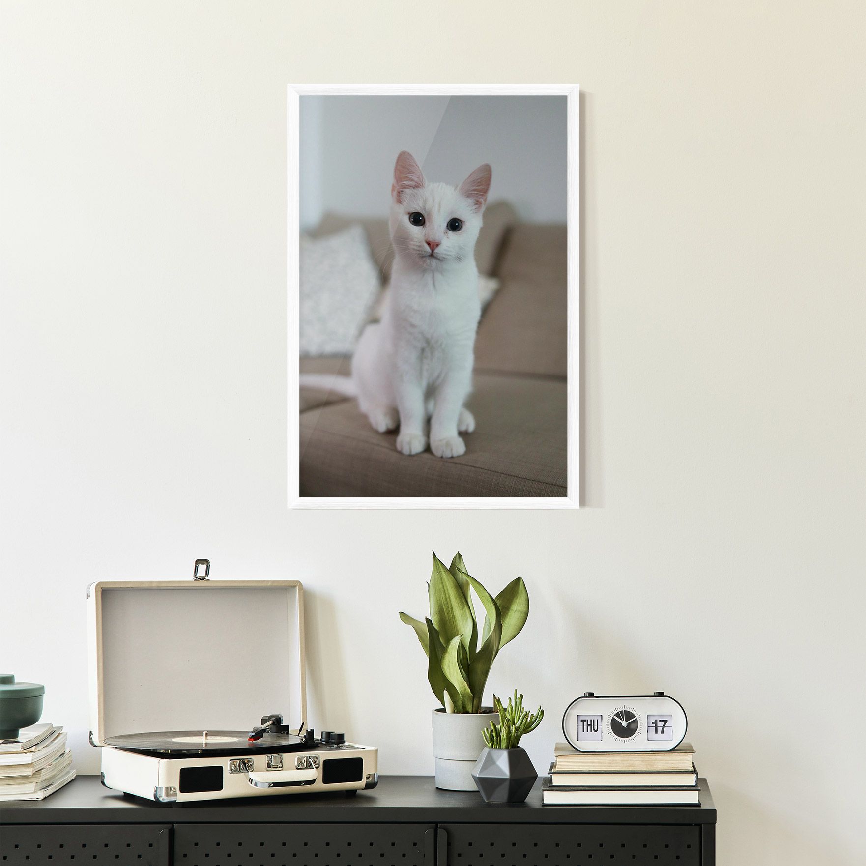 Beautiful White Cat mockup 2