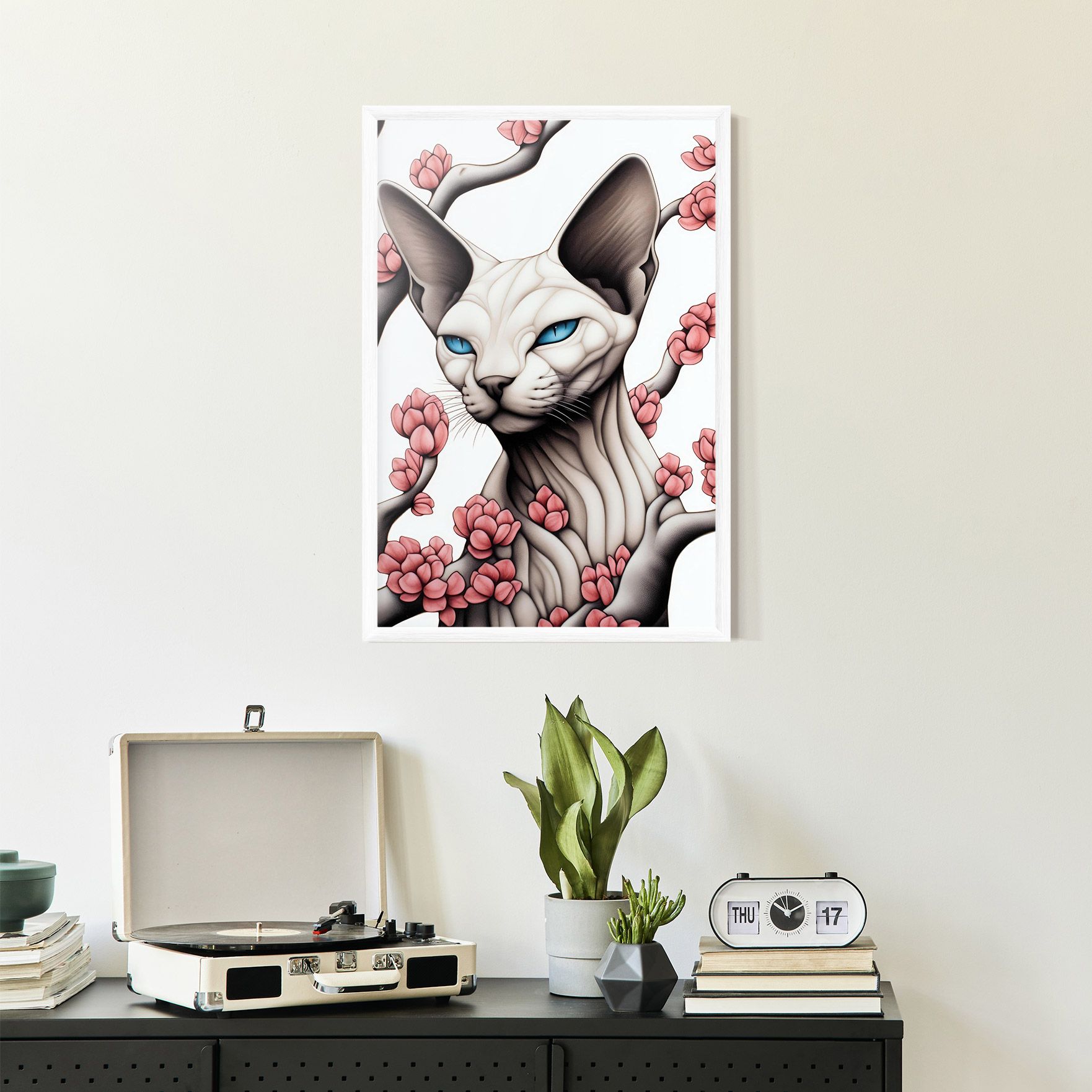 Blue Eyes Cat Drawing mockup 2