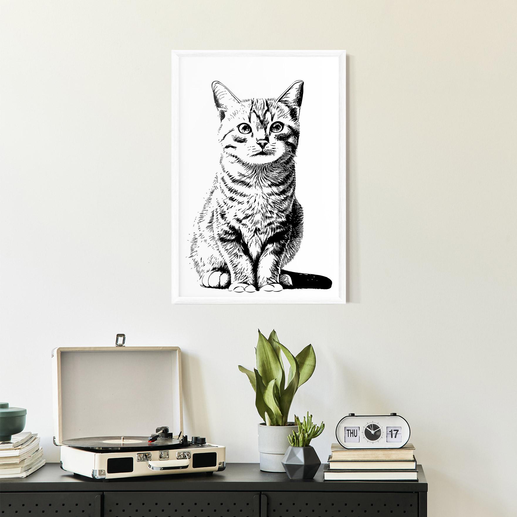 Keretezett Poszter Hand Drawn Cat mockup 2