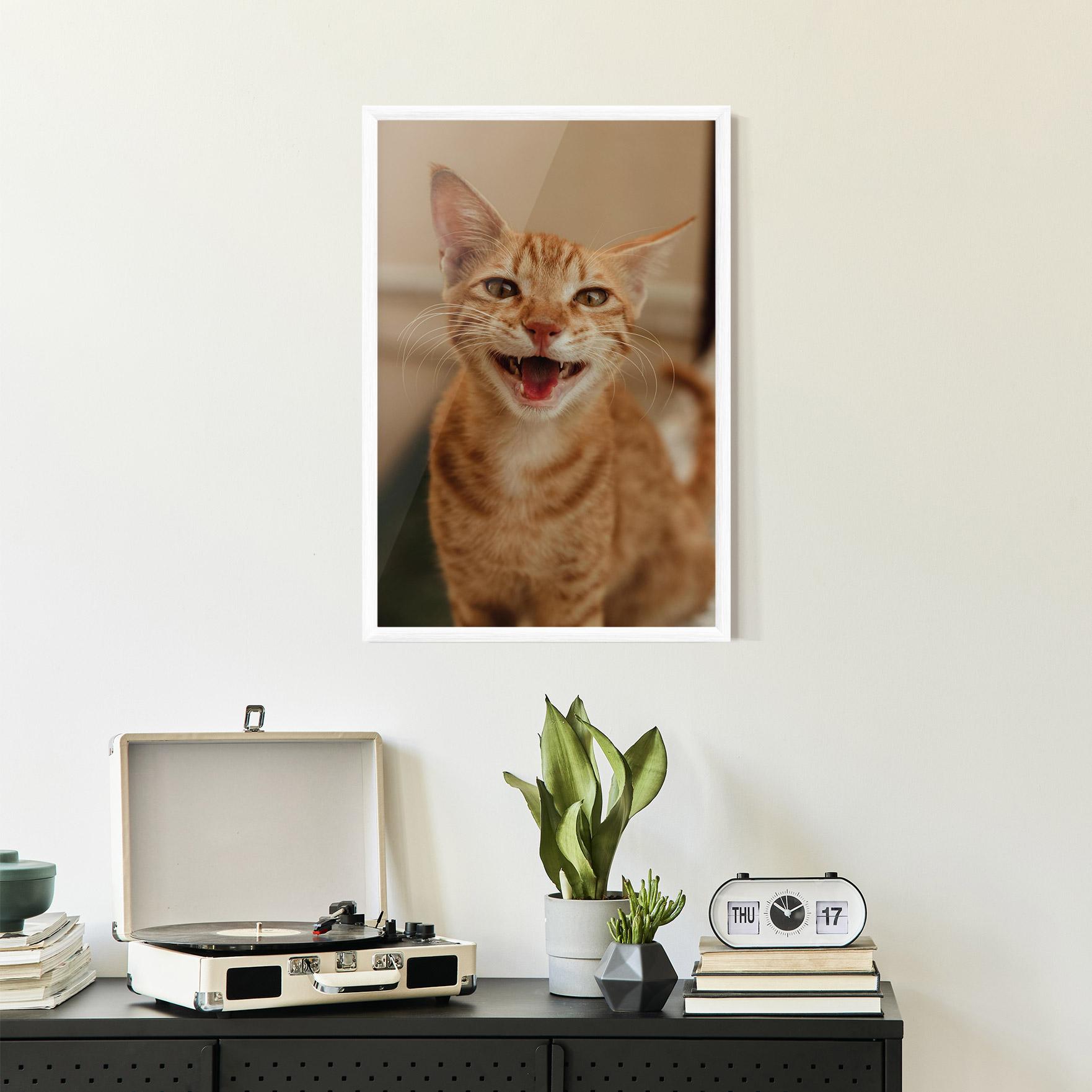 Keretezett Poszter Orange Cat Smiling mockup 2
