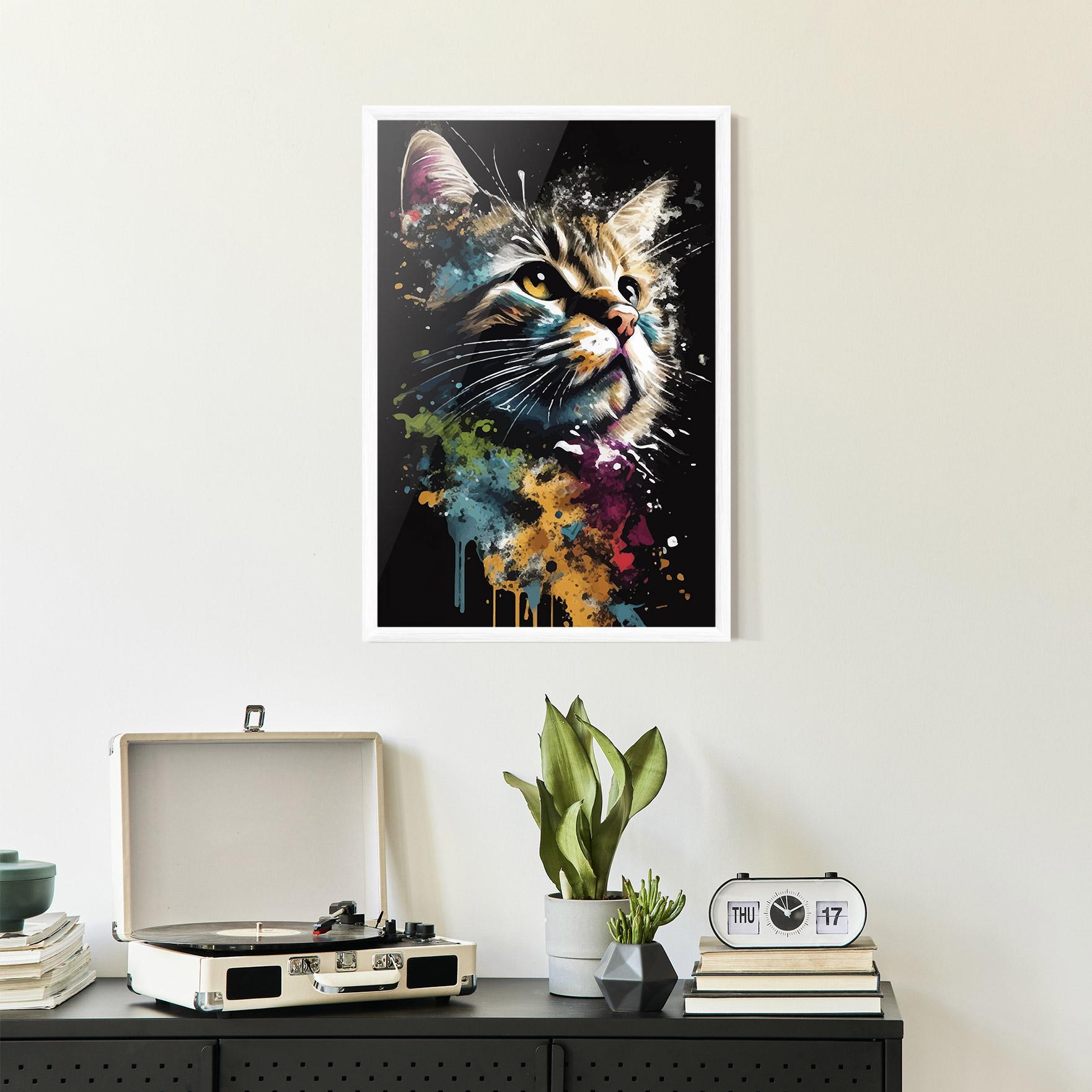 Keretezett Poszter Painted Cat mockup 2