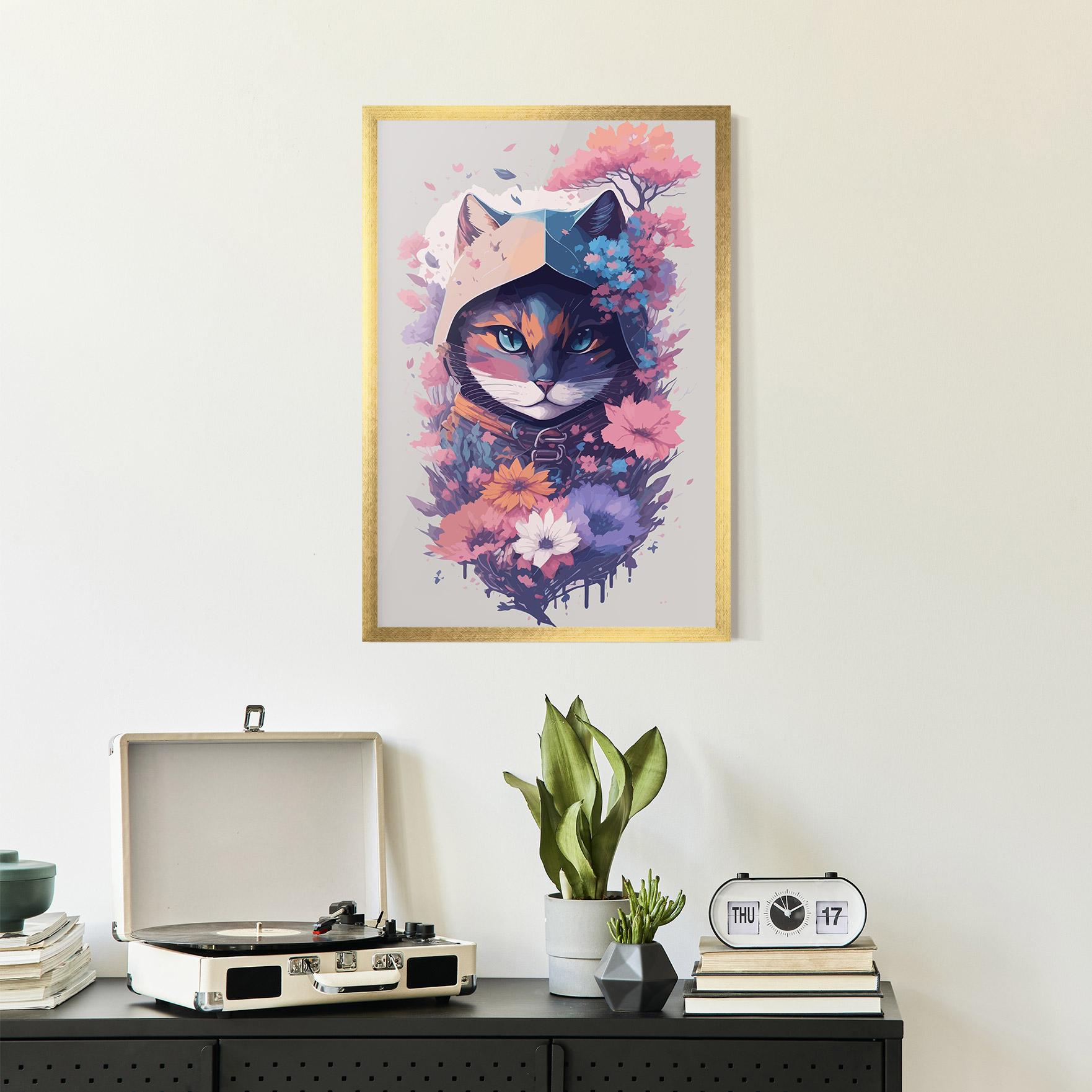 Keretezett Poszter Purple Cat mockup 2