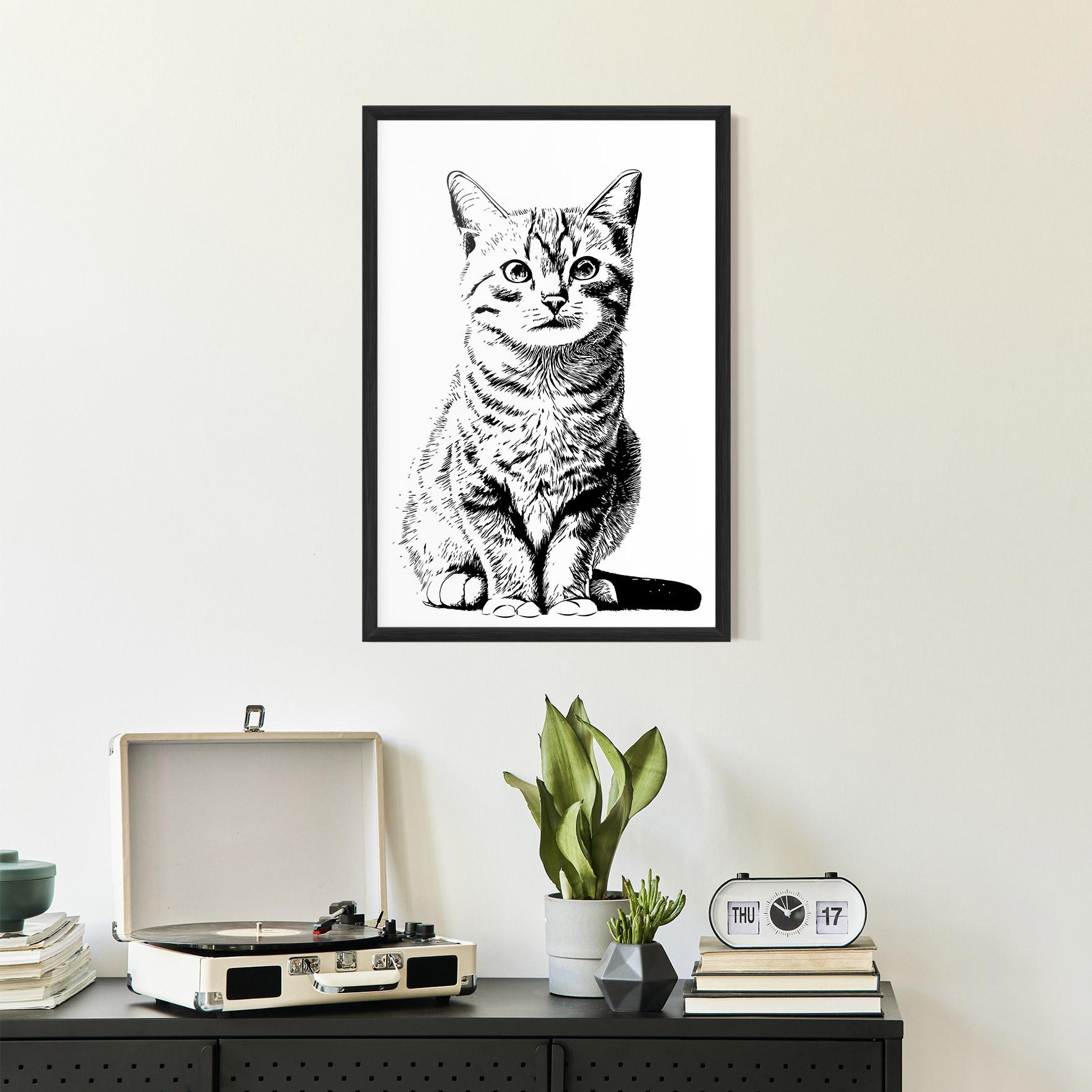 Keretezett Poszter Hand Drawn Cat mockup 2