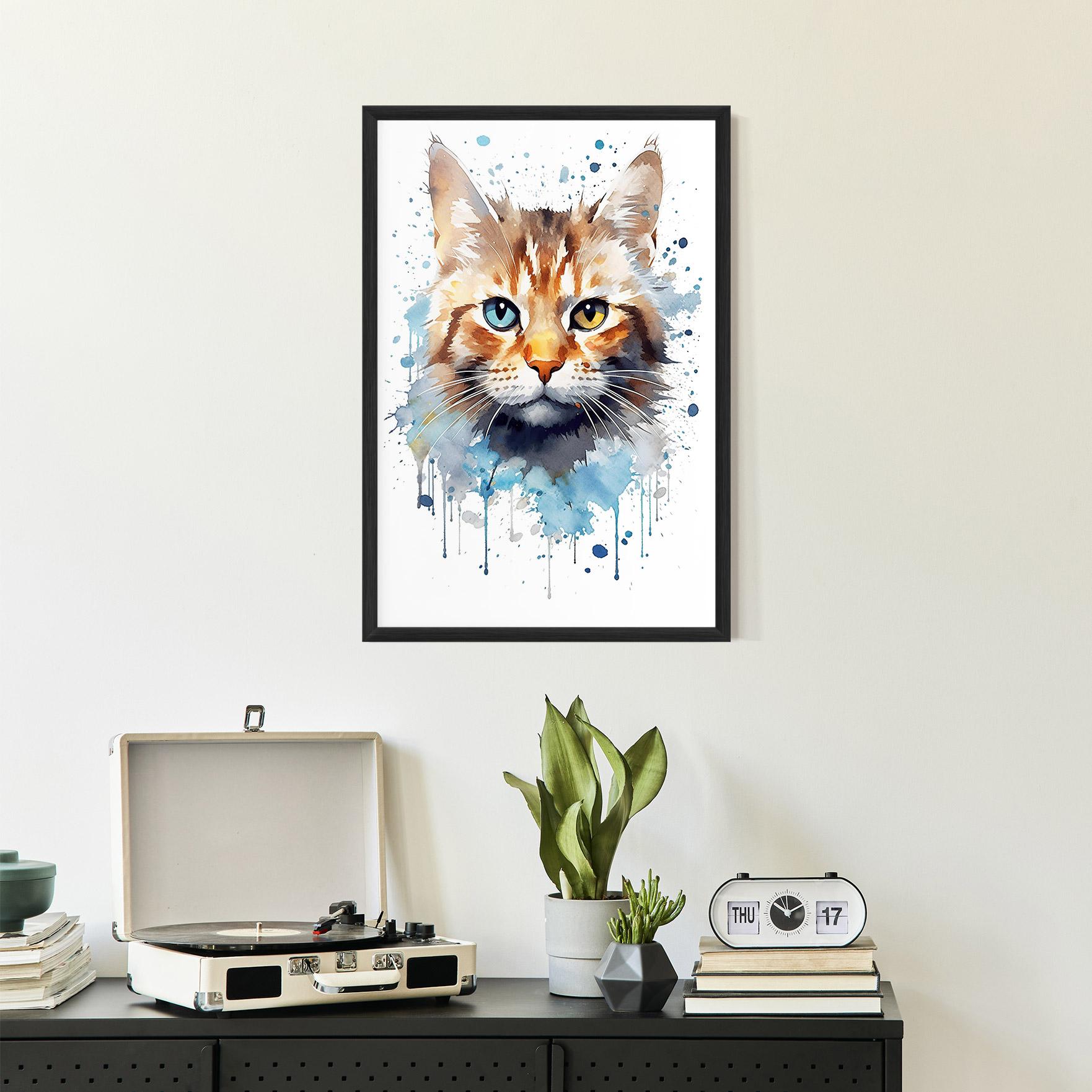 Keretezett Poszter Orange Blue Eyes Cat mockup 2