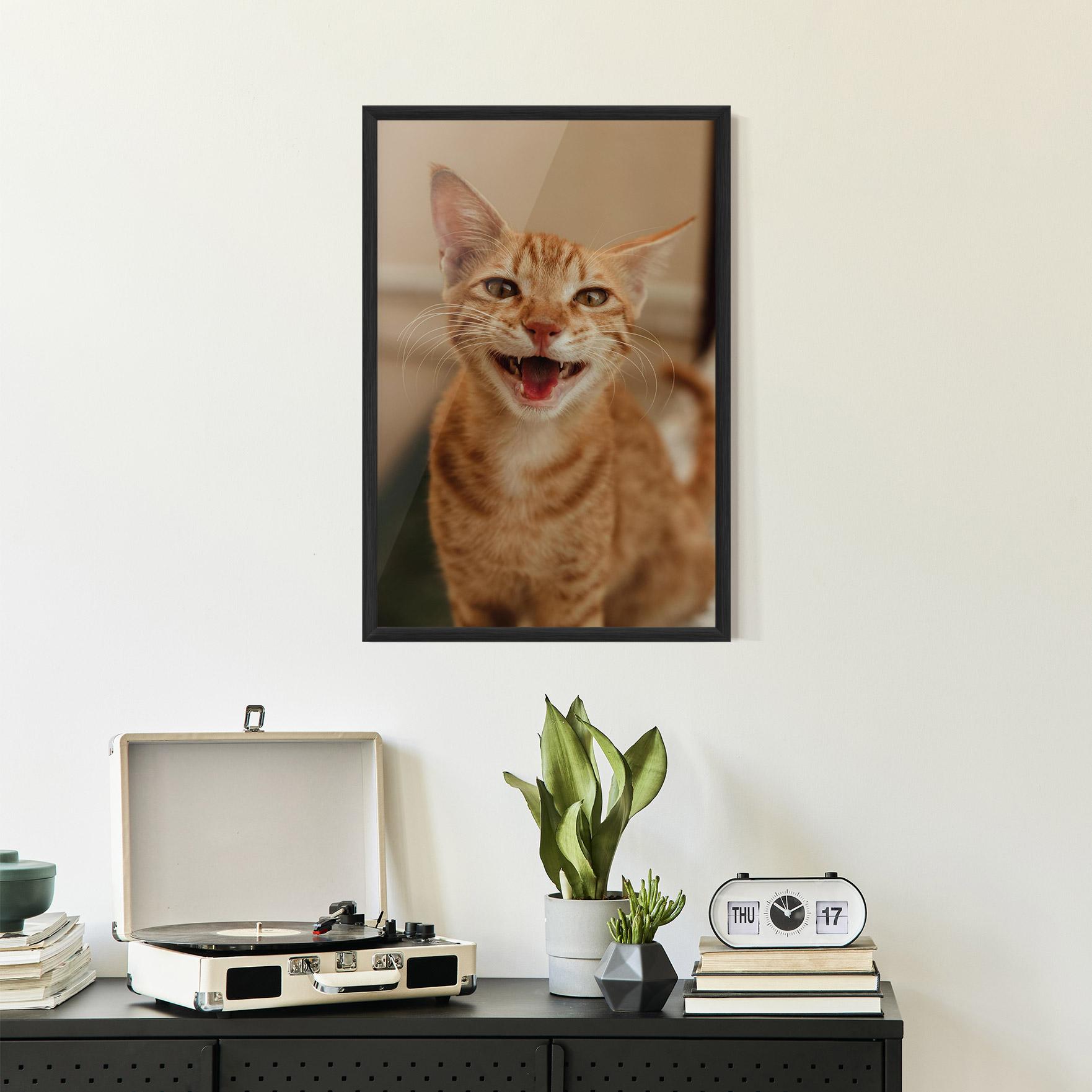 Keretezett Poszter Orange Cat Smiling mockup 2