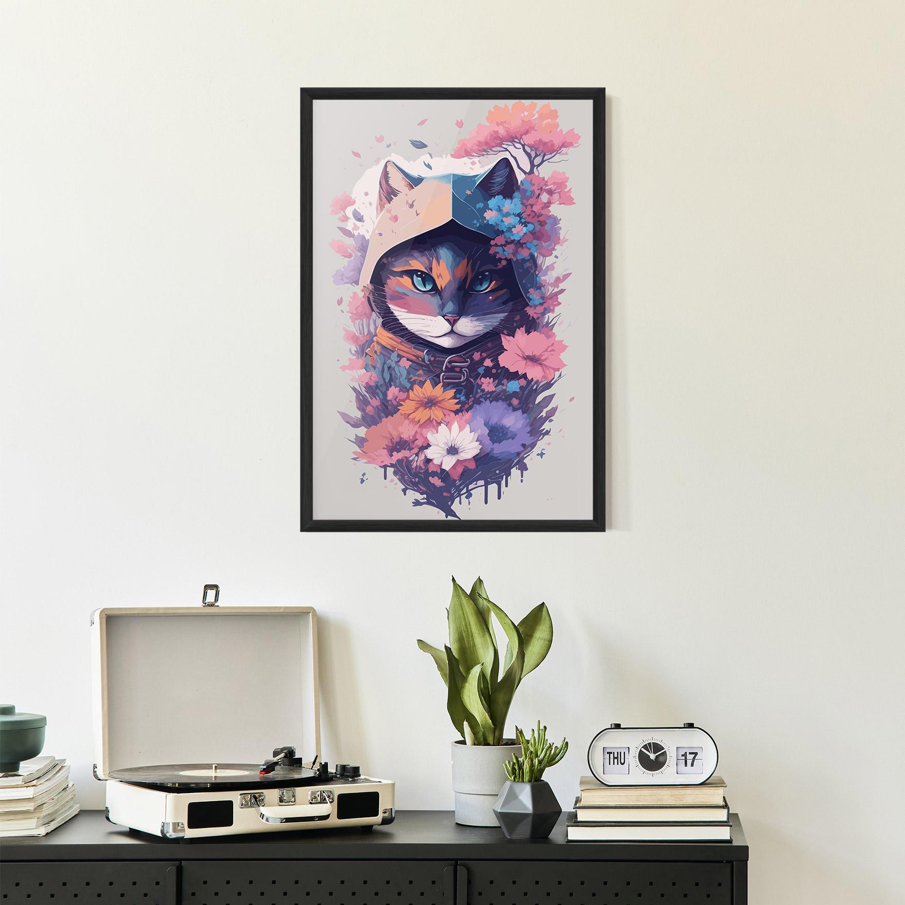 Keretezett Poszter Purple Cat mockup 2