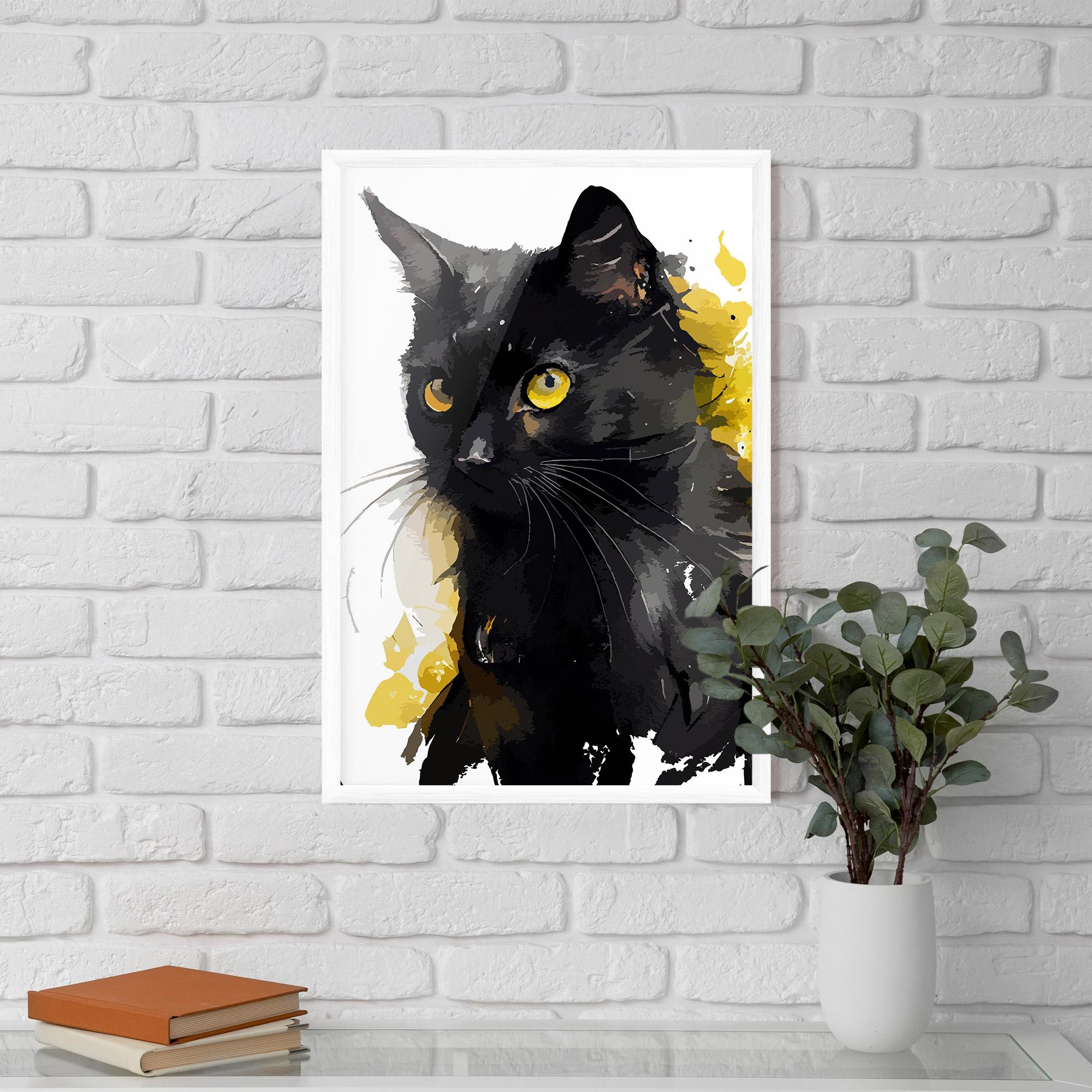 Keretezett Poszter Beautiful Black Cat mockup 5