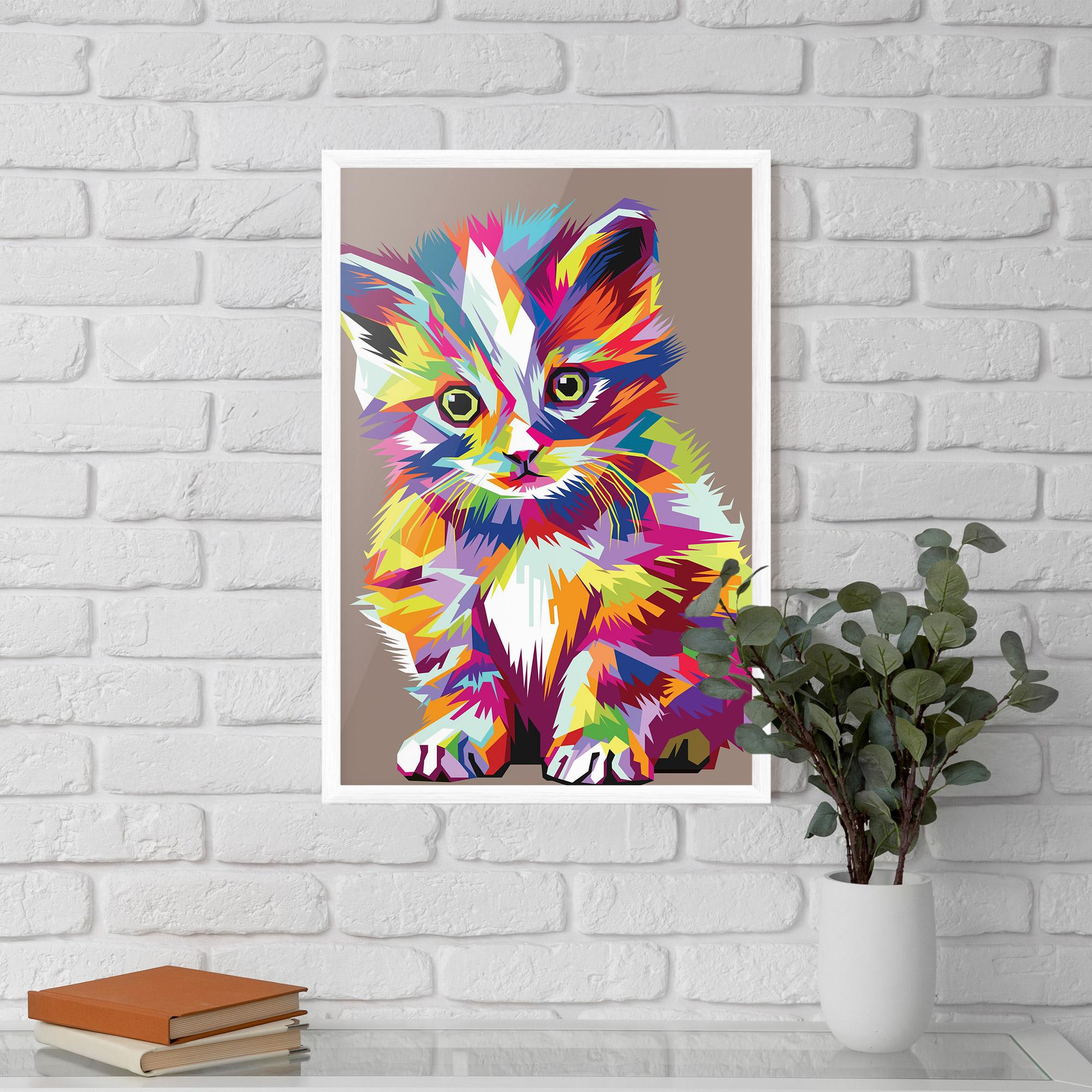 Keretezett Poszter Colorful Cat mockup 5