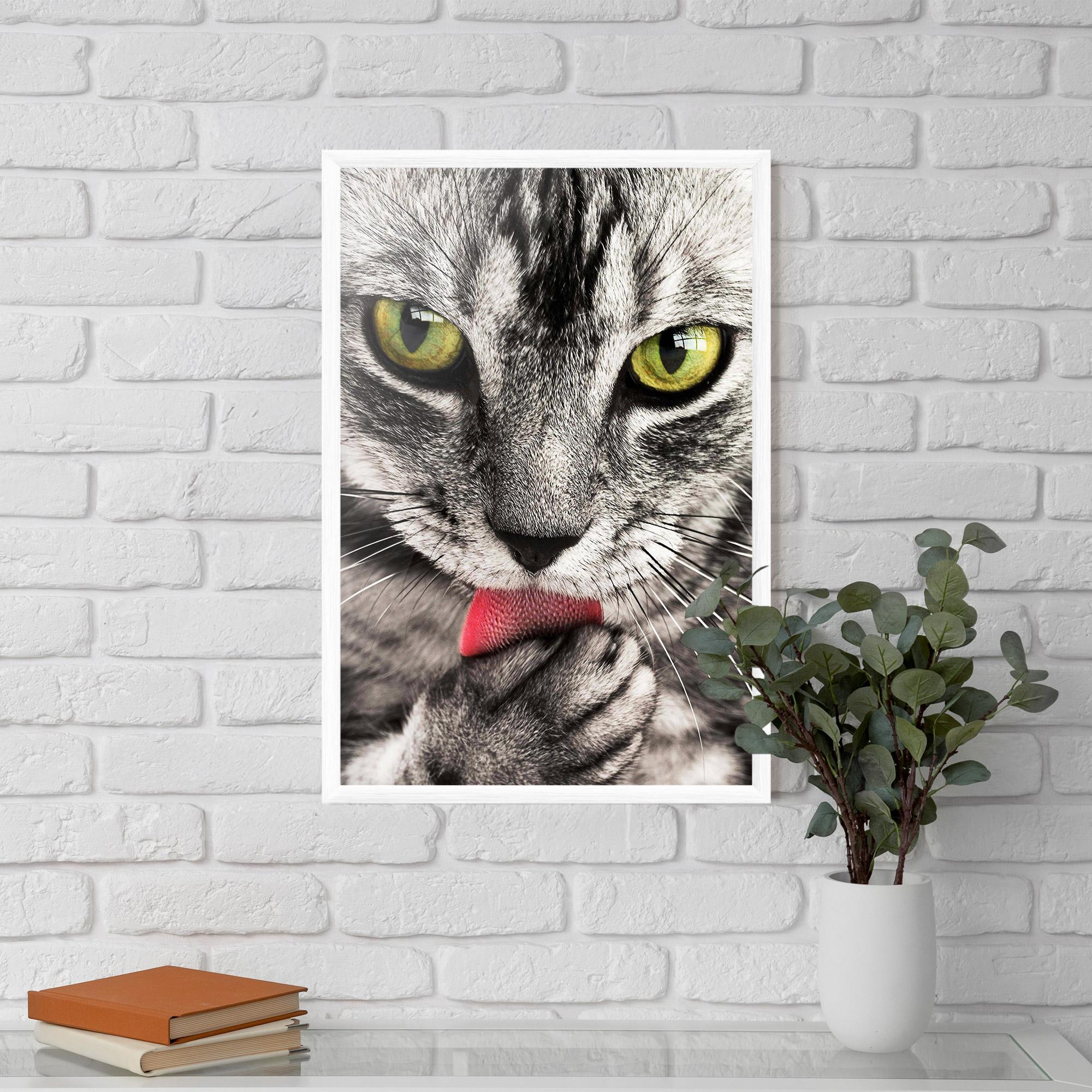 Keretezett Poszter Green Eyes Close Up Cat mockup 5