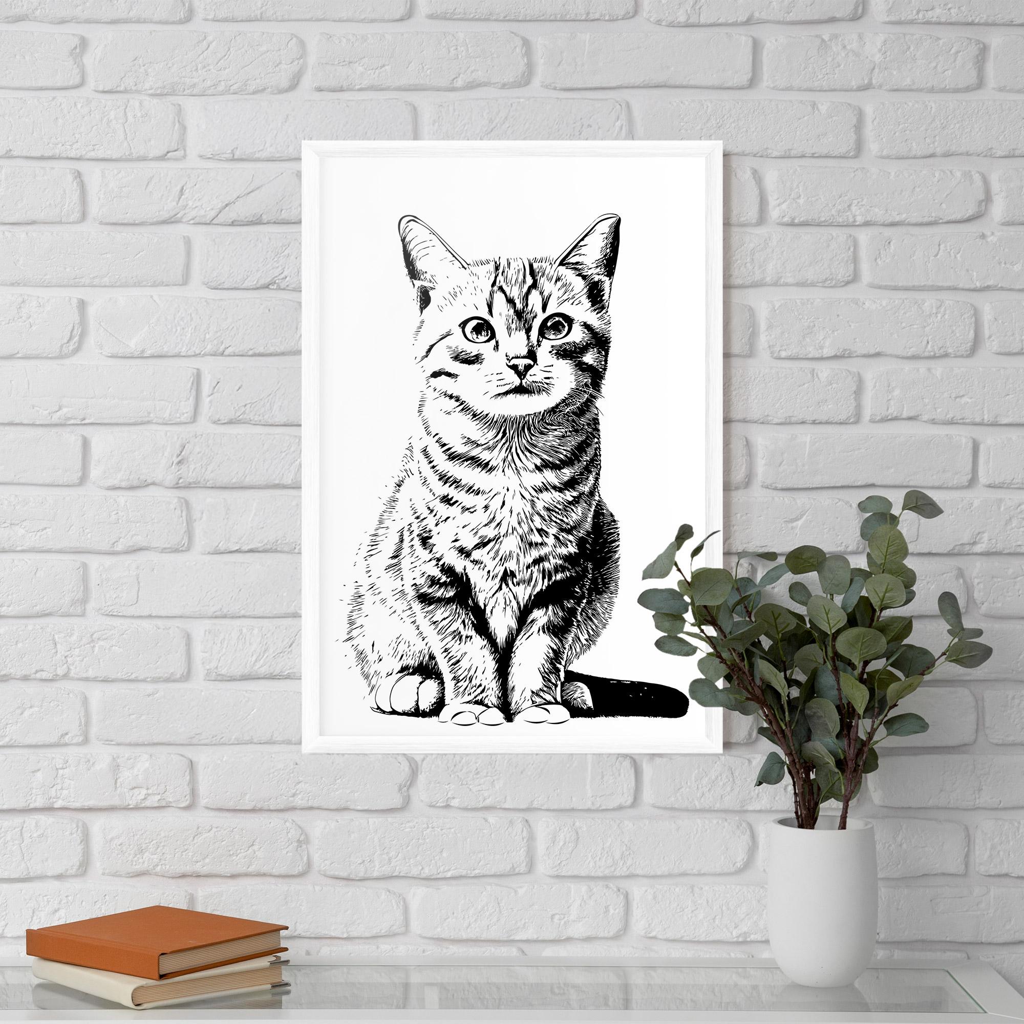 Keretezett Poszter Hand Drawn Cat mockup 5