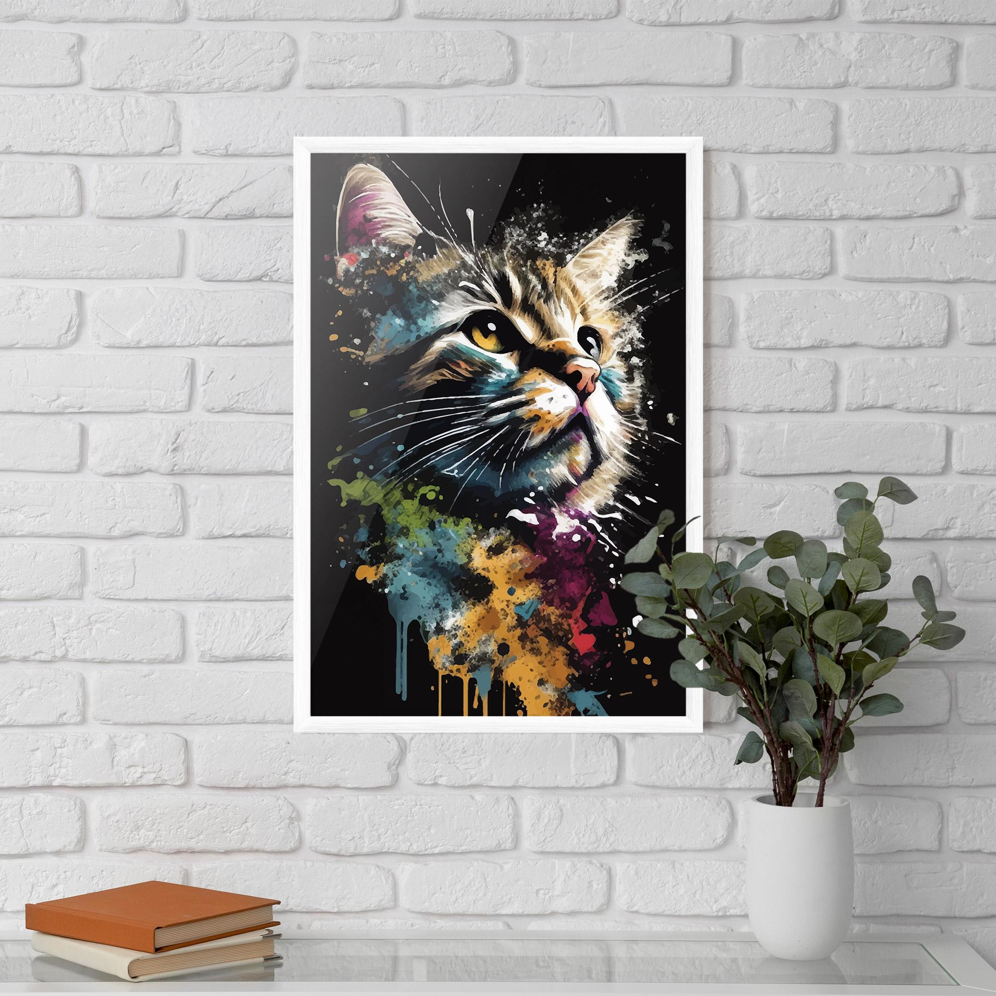 Keretezett Poszter Painted Cat mockup 5