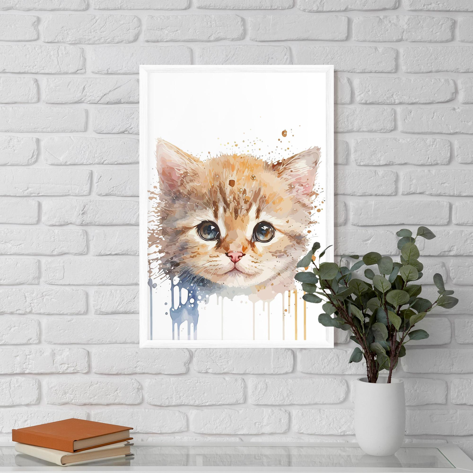 Keretezett Poszter Watercolor Animal Cat mockup 5