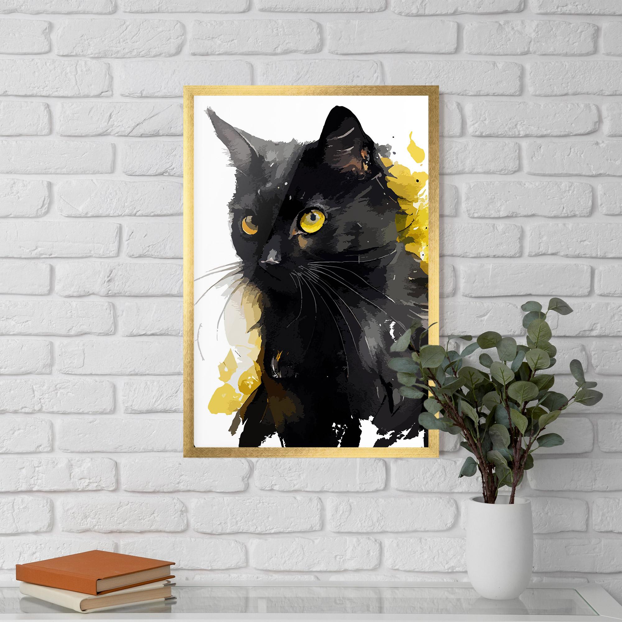 Keretezett Poszter Beautiful Black Cat mockup 5