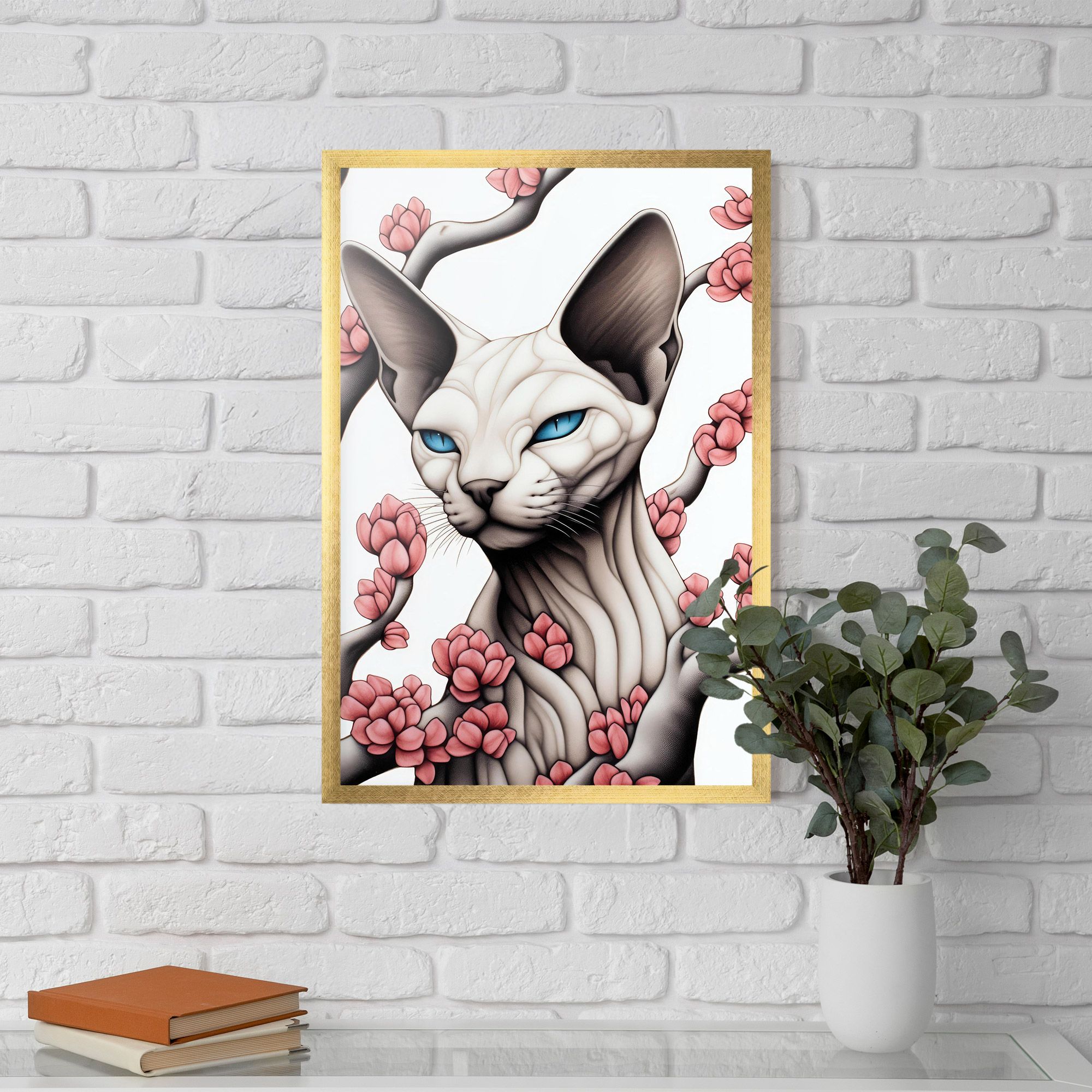 Blue Eyes Cat Drawing mockup 5