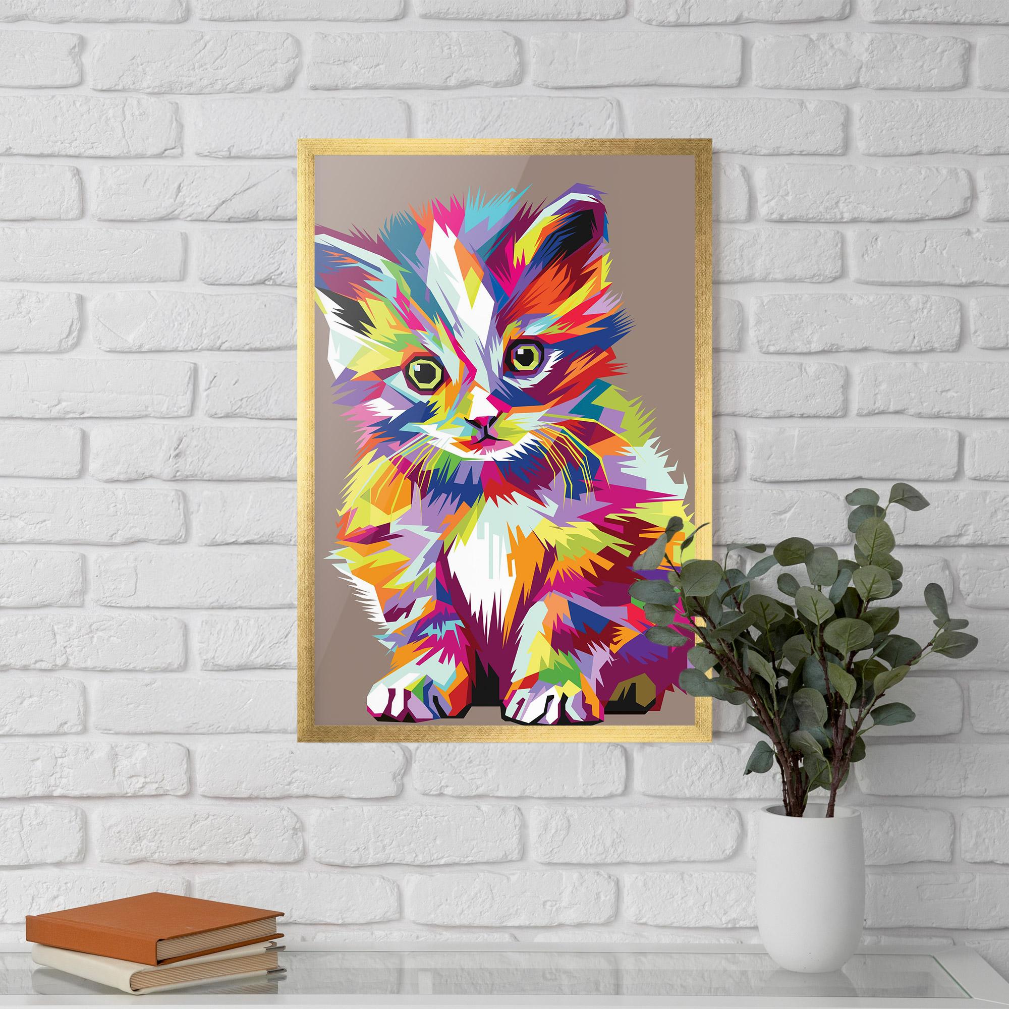 Keretezett Poszter Colorful Cat mockup 5