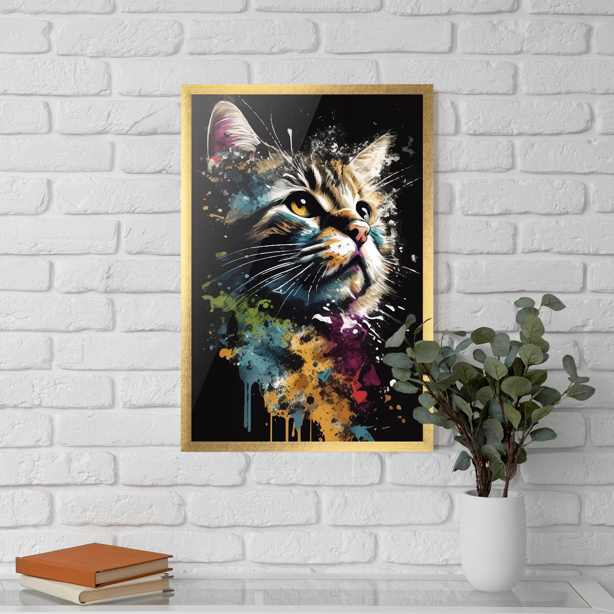 Keretezett Poszter Painted Cat mockup 5