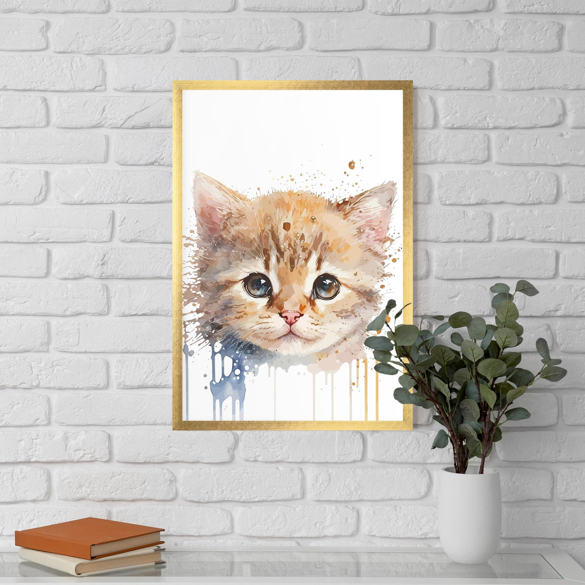 Keretezett Poszter Watercolor Animal Cat mockup 5