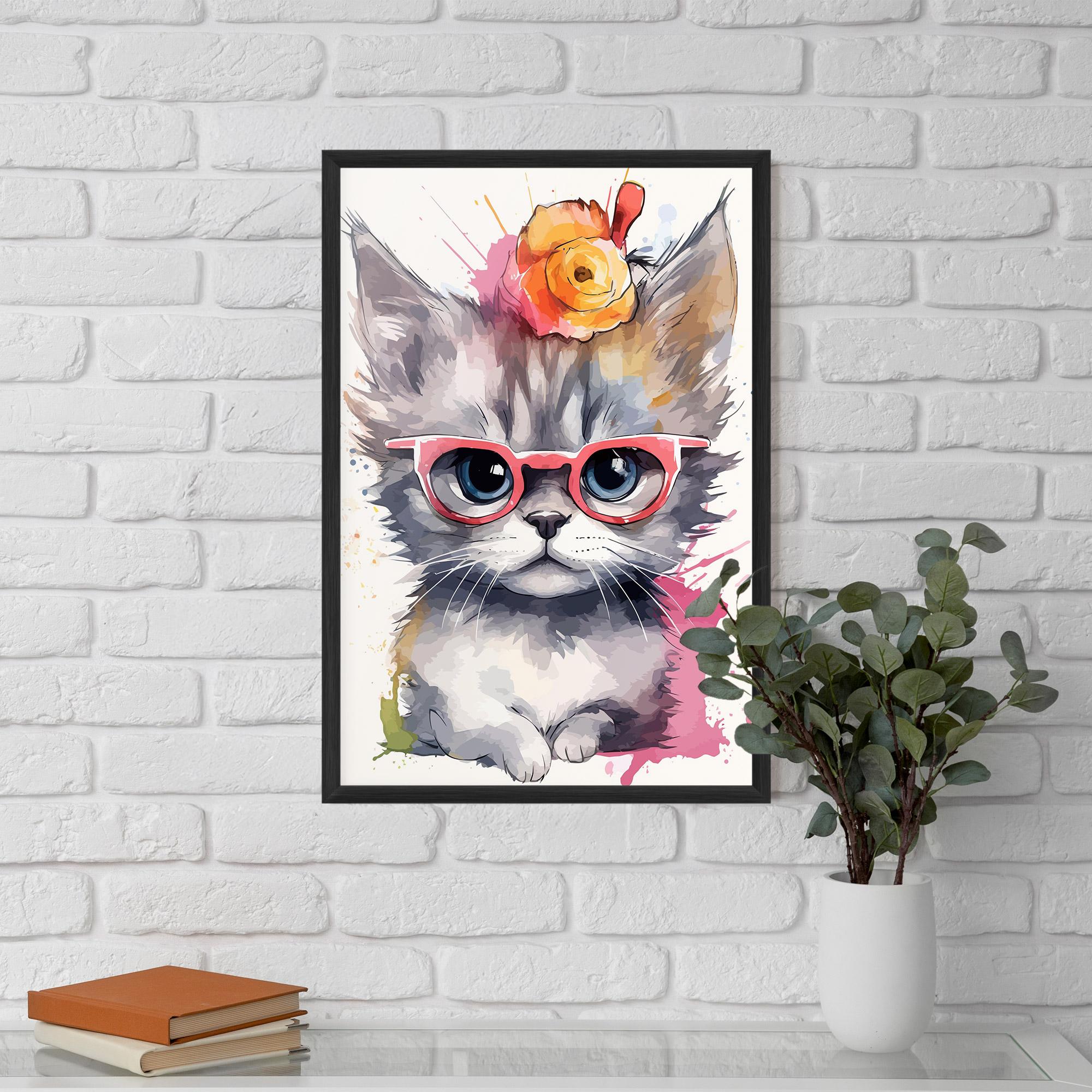 Keretezett Poszter Adorable Grey Cat mockup 5