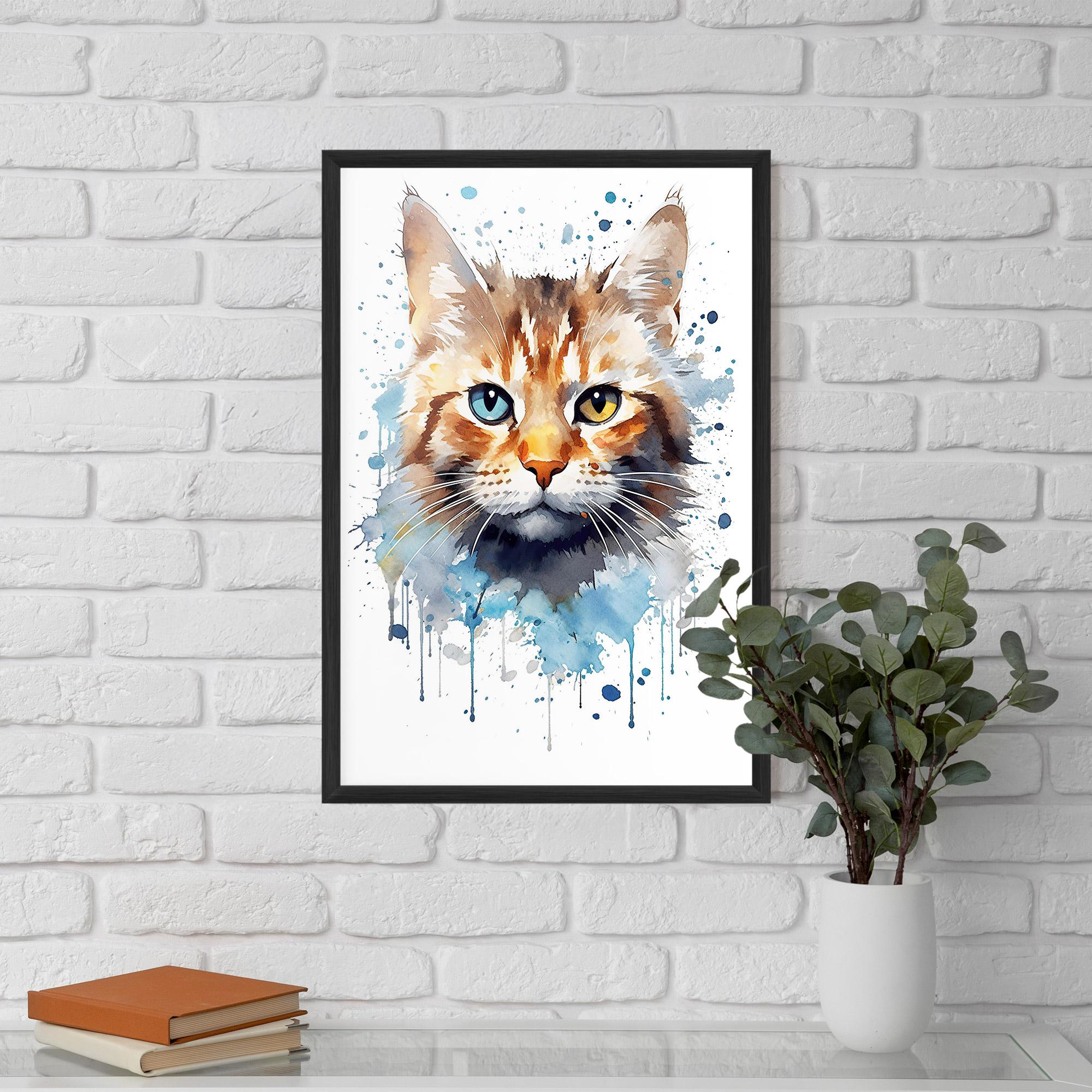 Keretezett Poszter Orange Blue Eyes Cat mockup 5