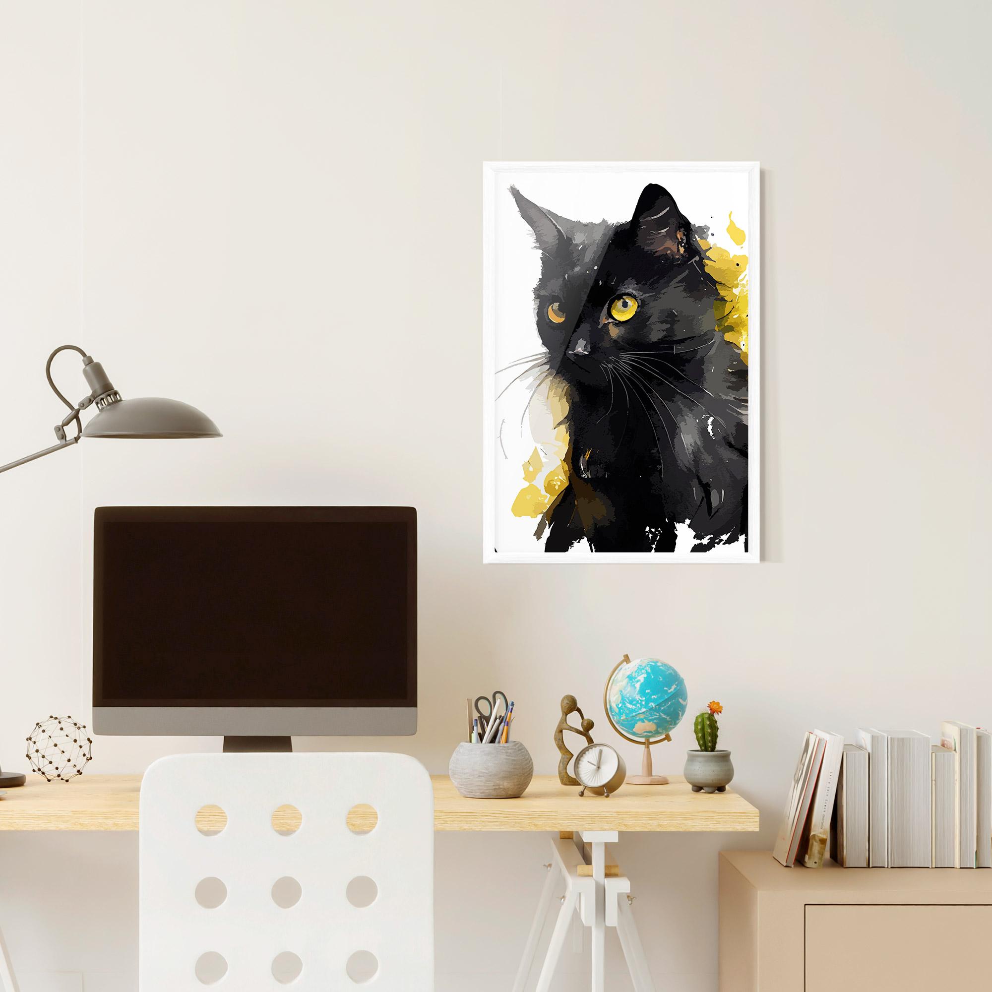 Keretezett Poszter Beautiful Black Cat mockup 6