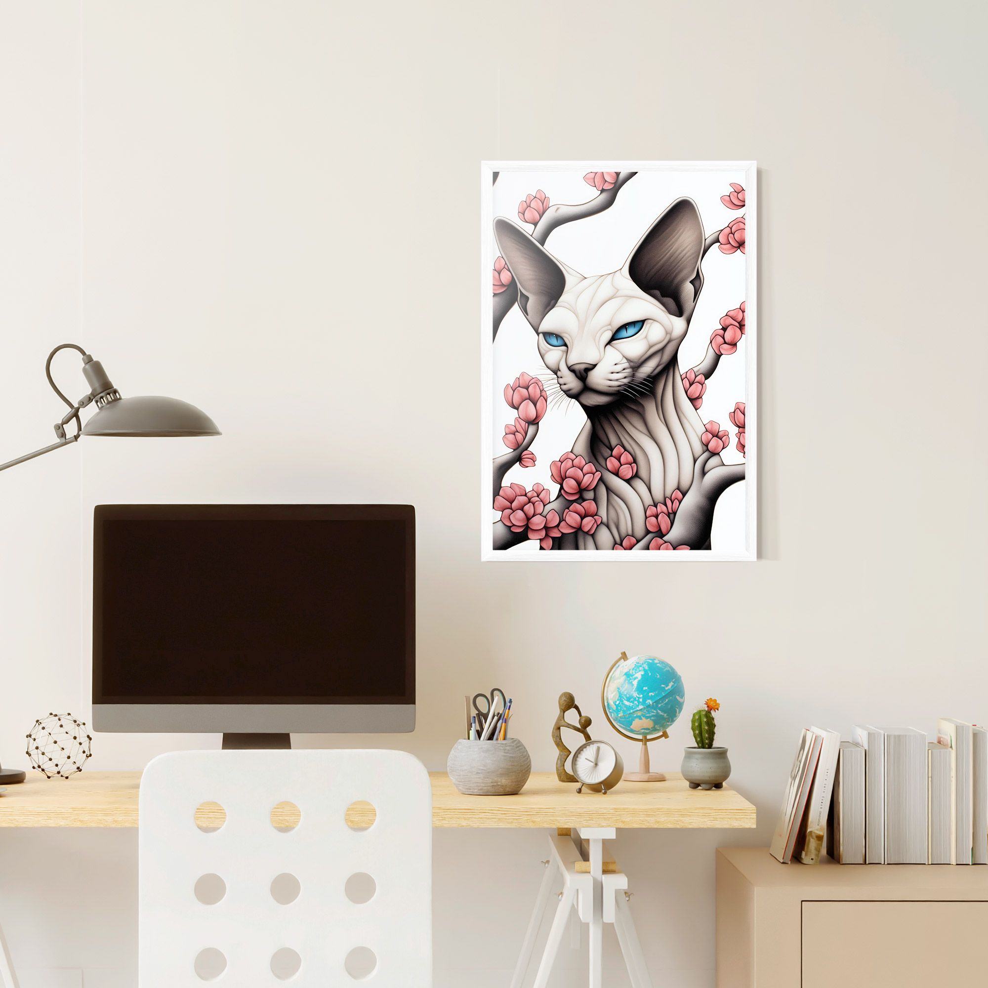 Blue Eyes Cat Drawing mockup 6