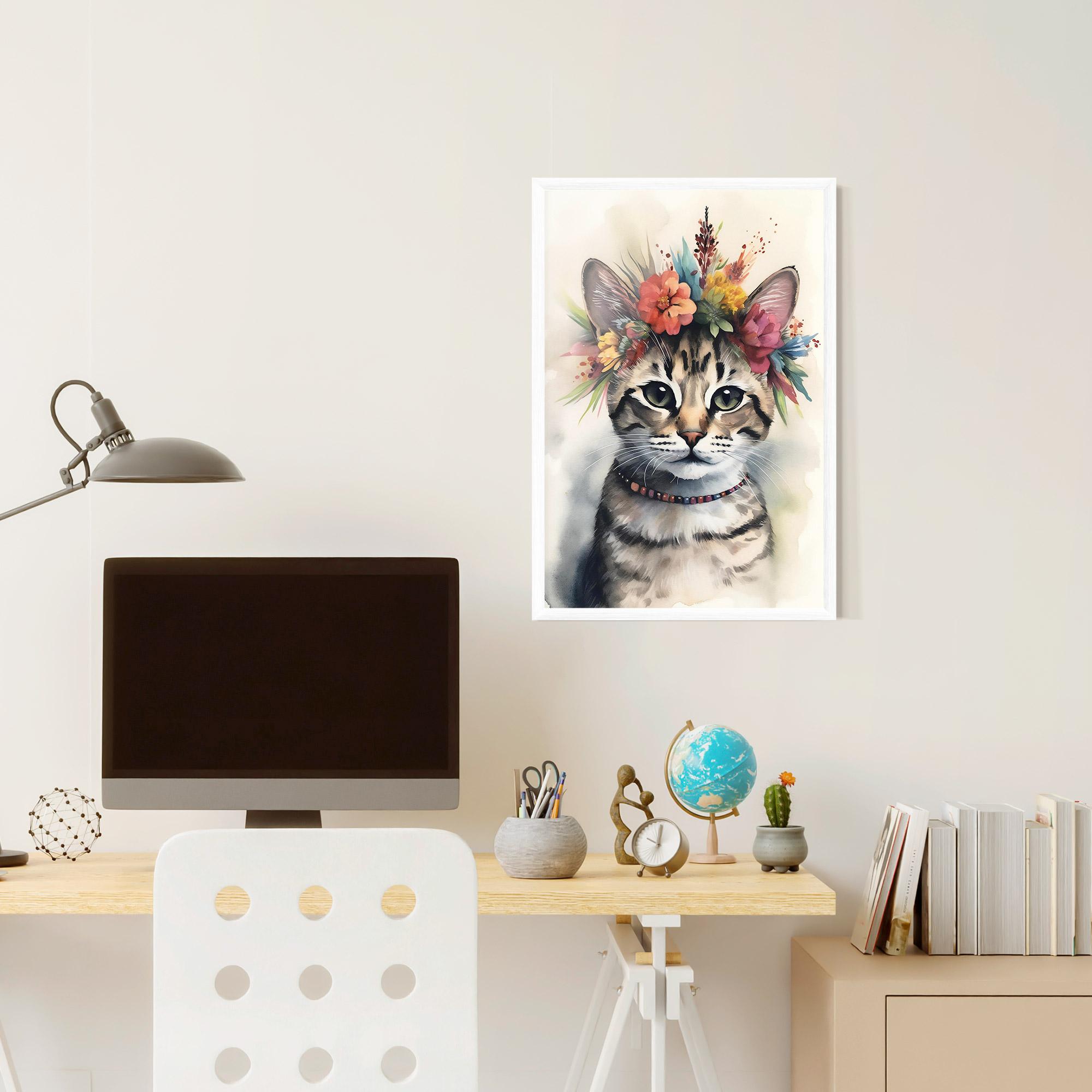 Keretezett Poszter Flower Cat Art mockup 6