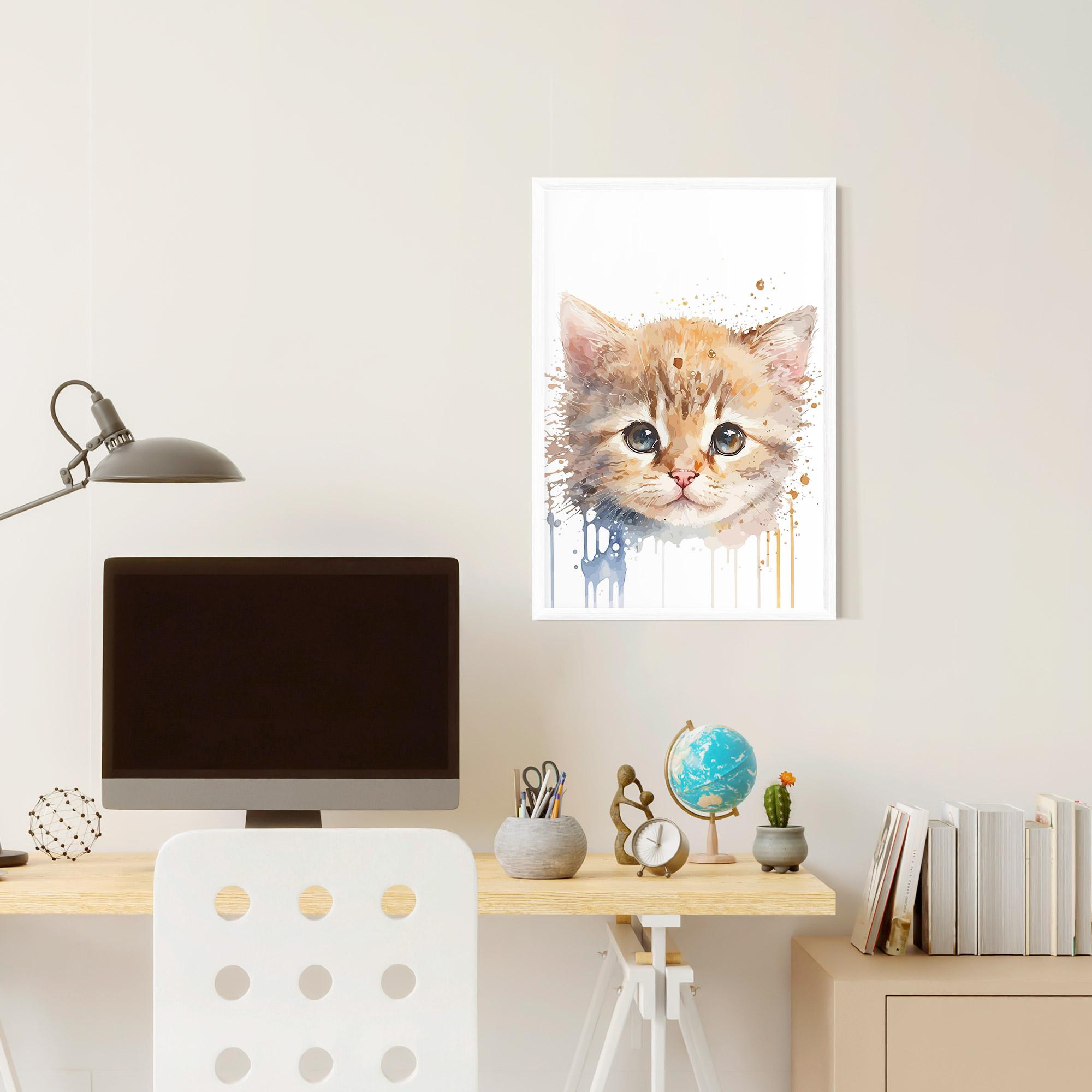 Keretezett Poszter Watercolor Animal Cat mockup 6