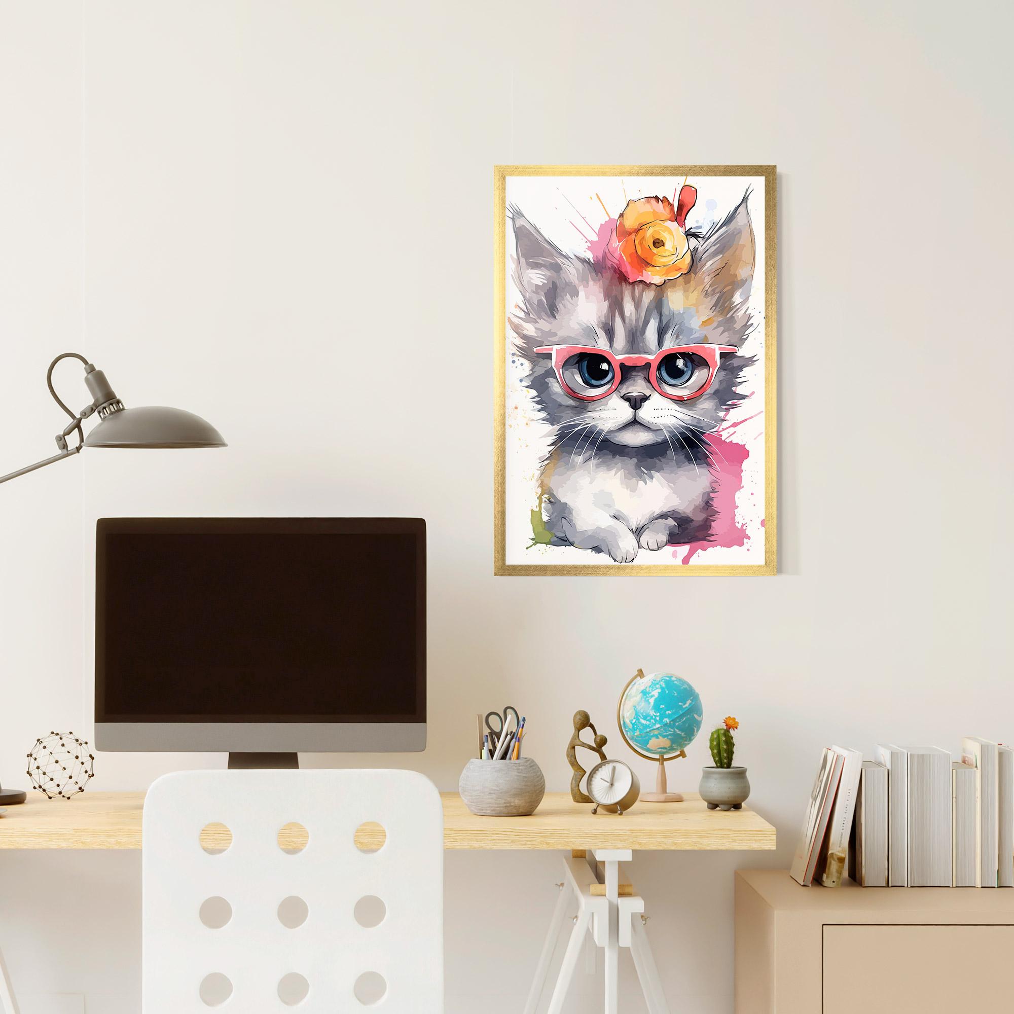Keretezett Poszter Adorable Grey Cat mockup 6
