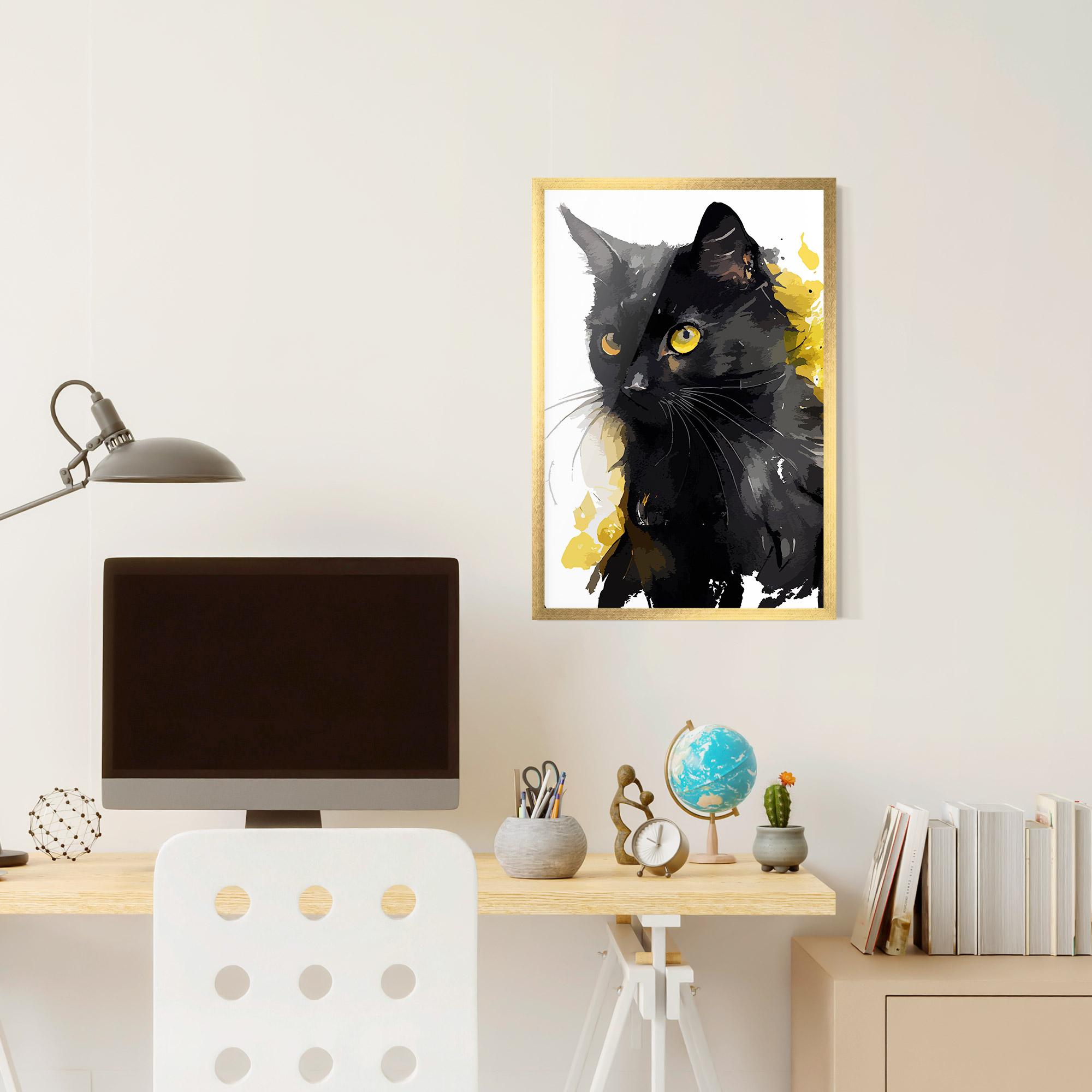 Keretezett Poszter Beautiful Black Cat mockup 6