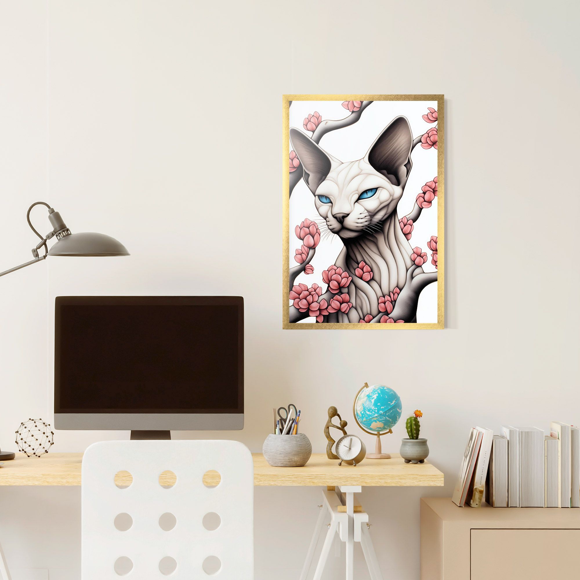 Blue Eyes Cat Drawing mockup 6