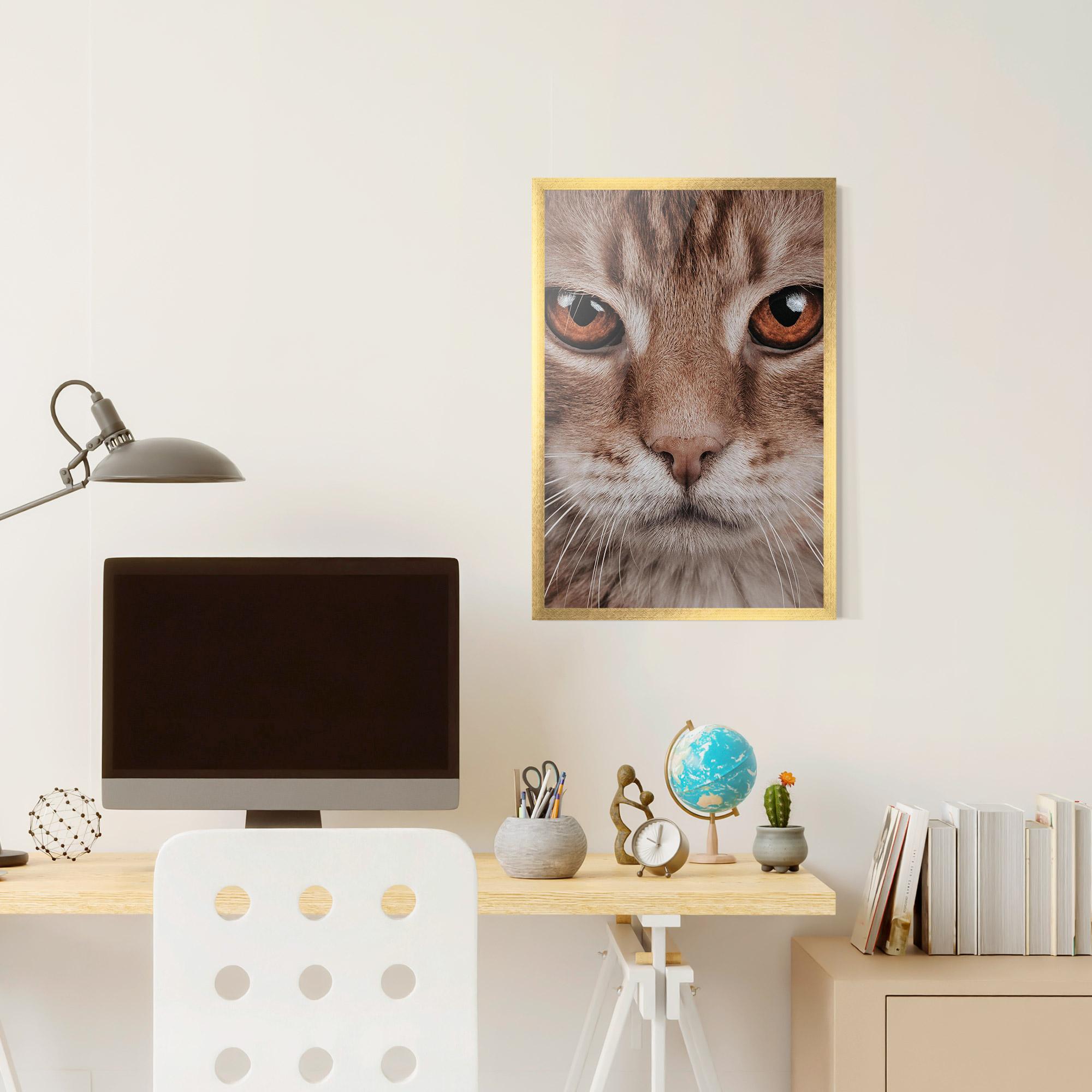 Keretezett Poszter Fire Eyes Cat mockup 6