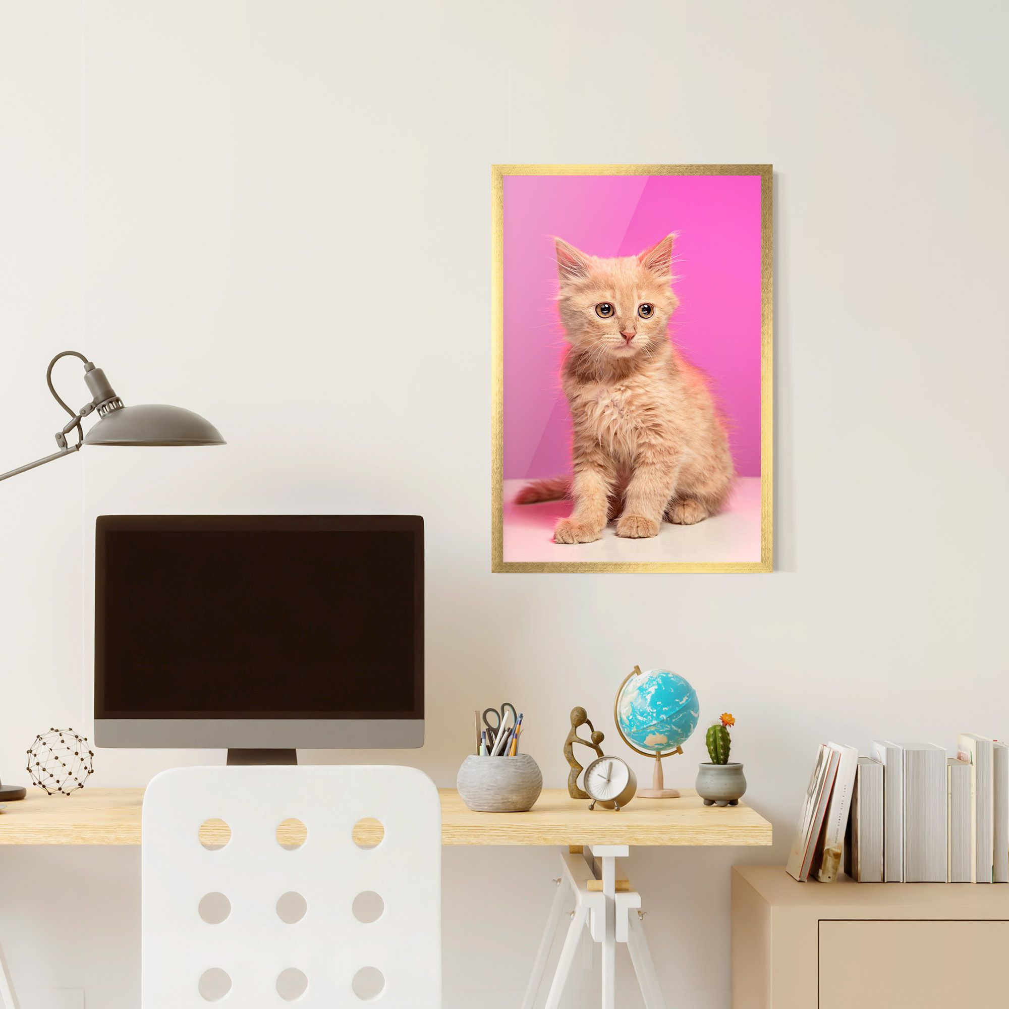Orange Cat On Pink mockup 6