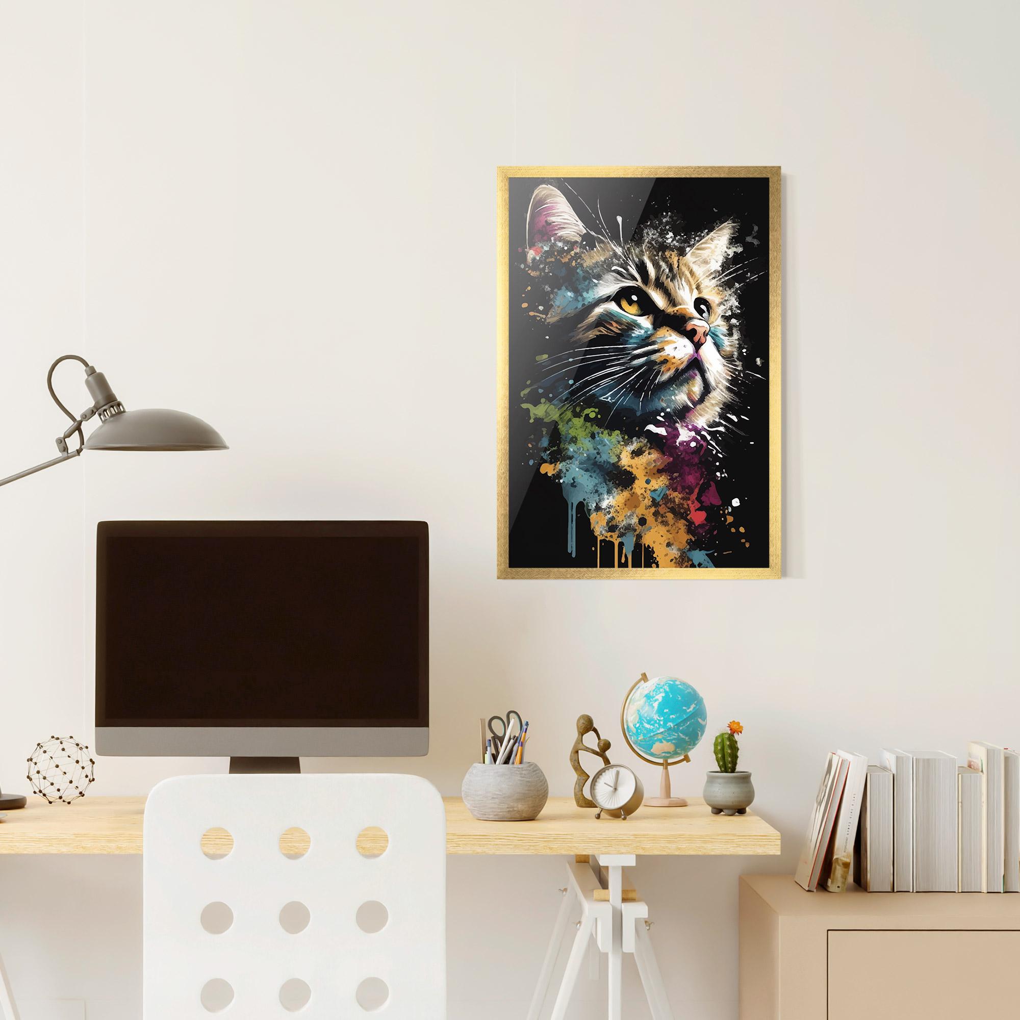 Keretezett Poszter Painted Cat mockup 6