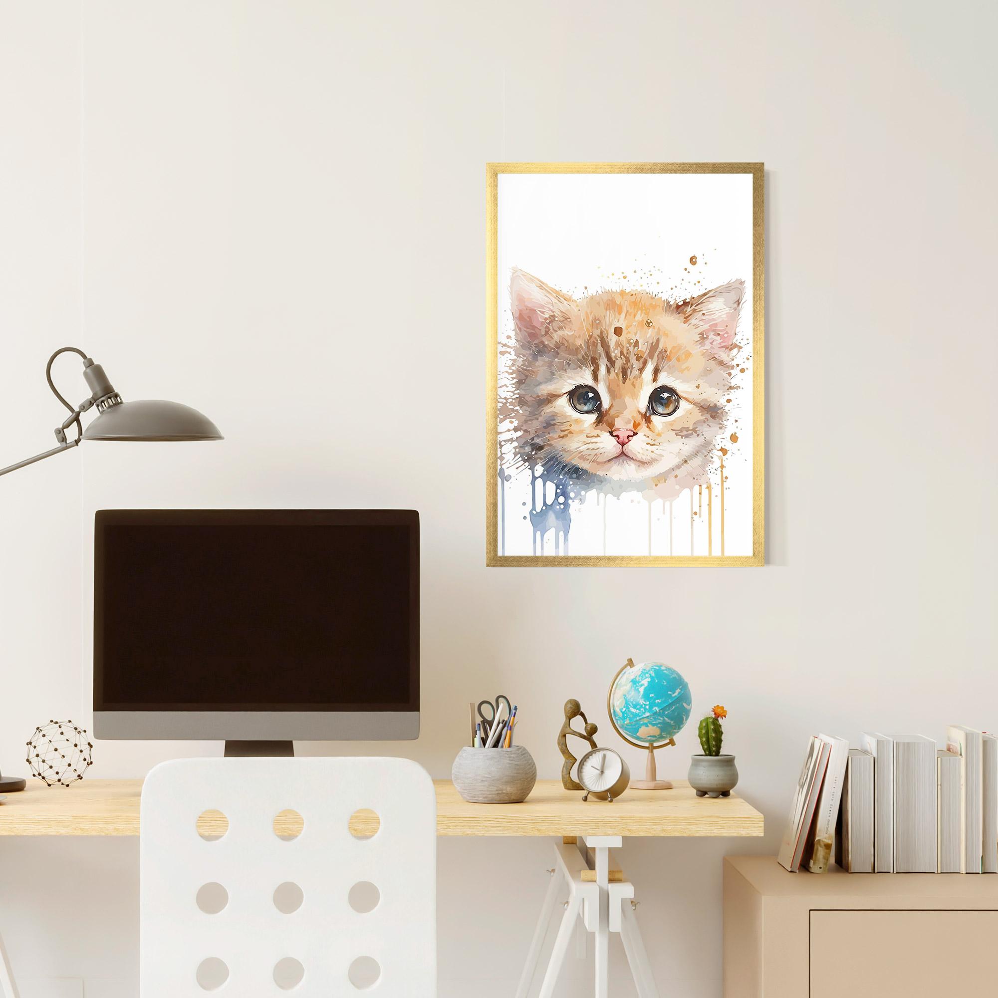 Keretezett Poszter Watercolor Animal Cat mockup 6
