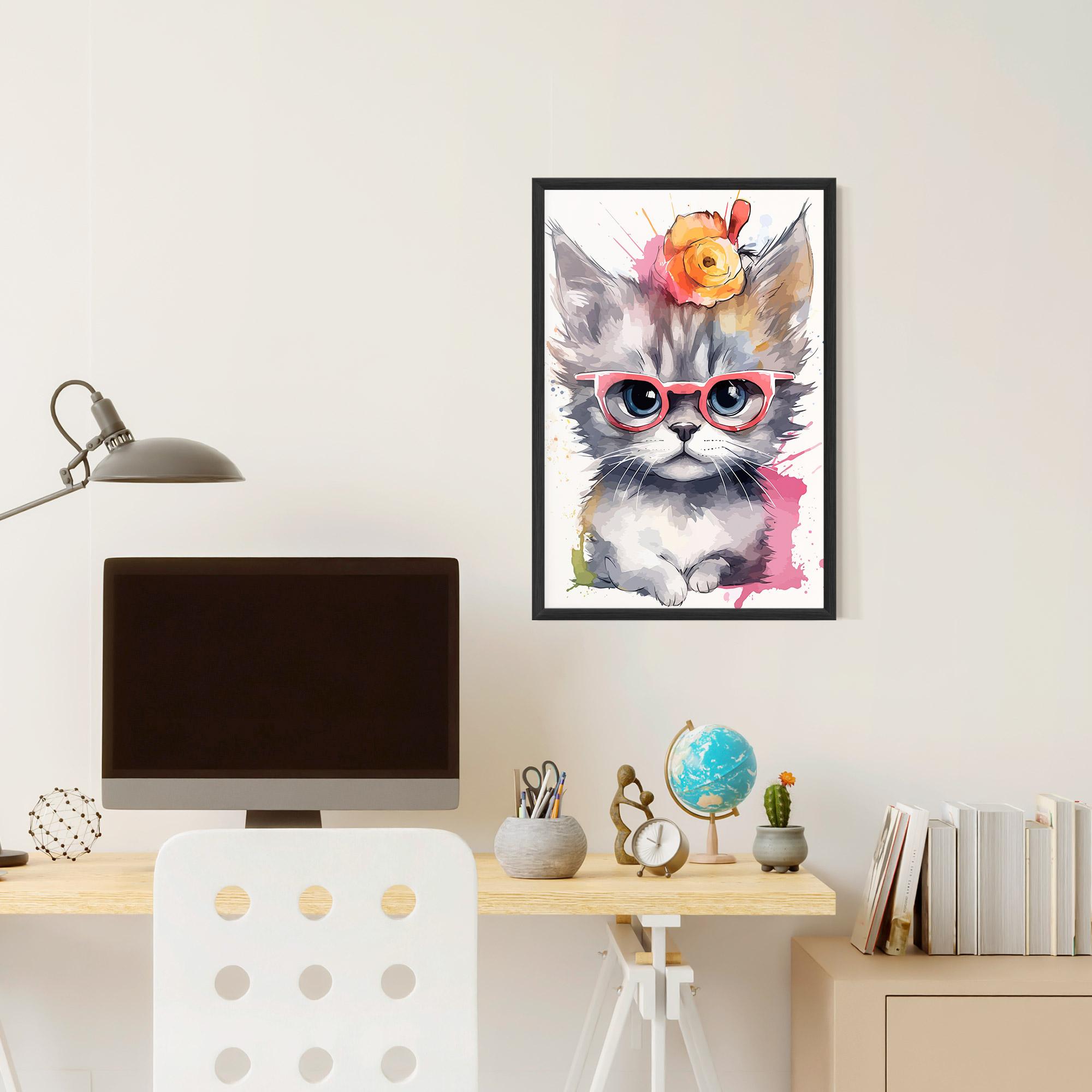 Keretezett Poszter Adorable Grey Cat mockup 6