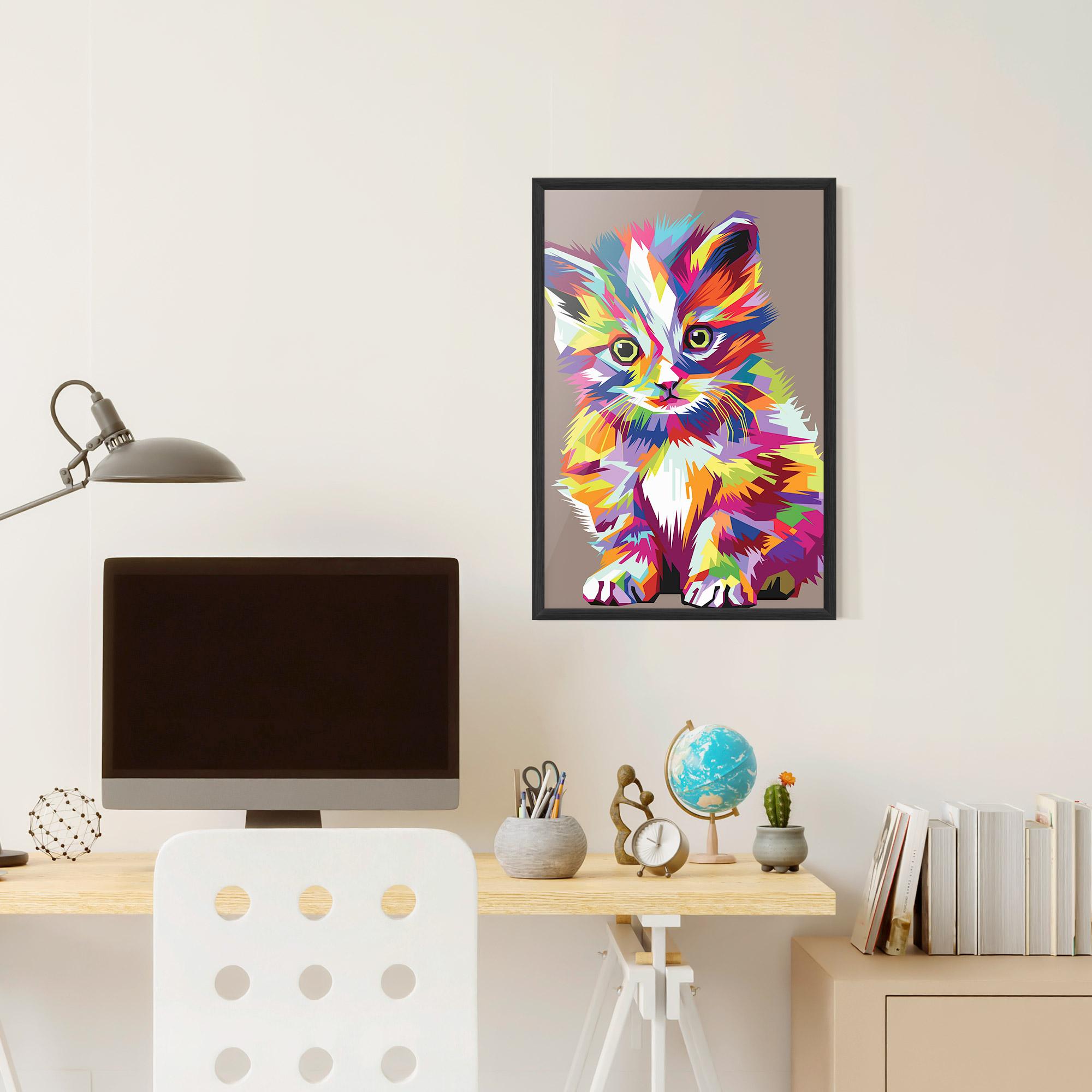 Keretezett Poszter Colorful Cat mockup 6