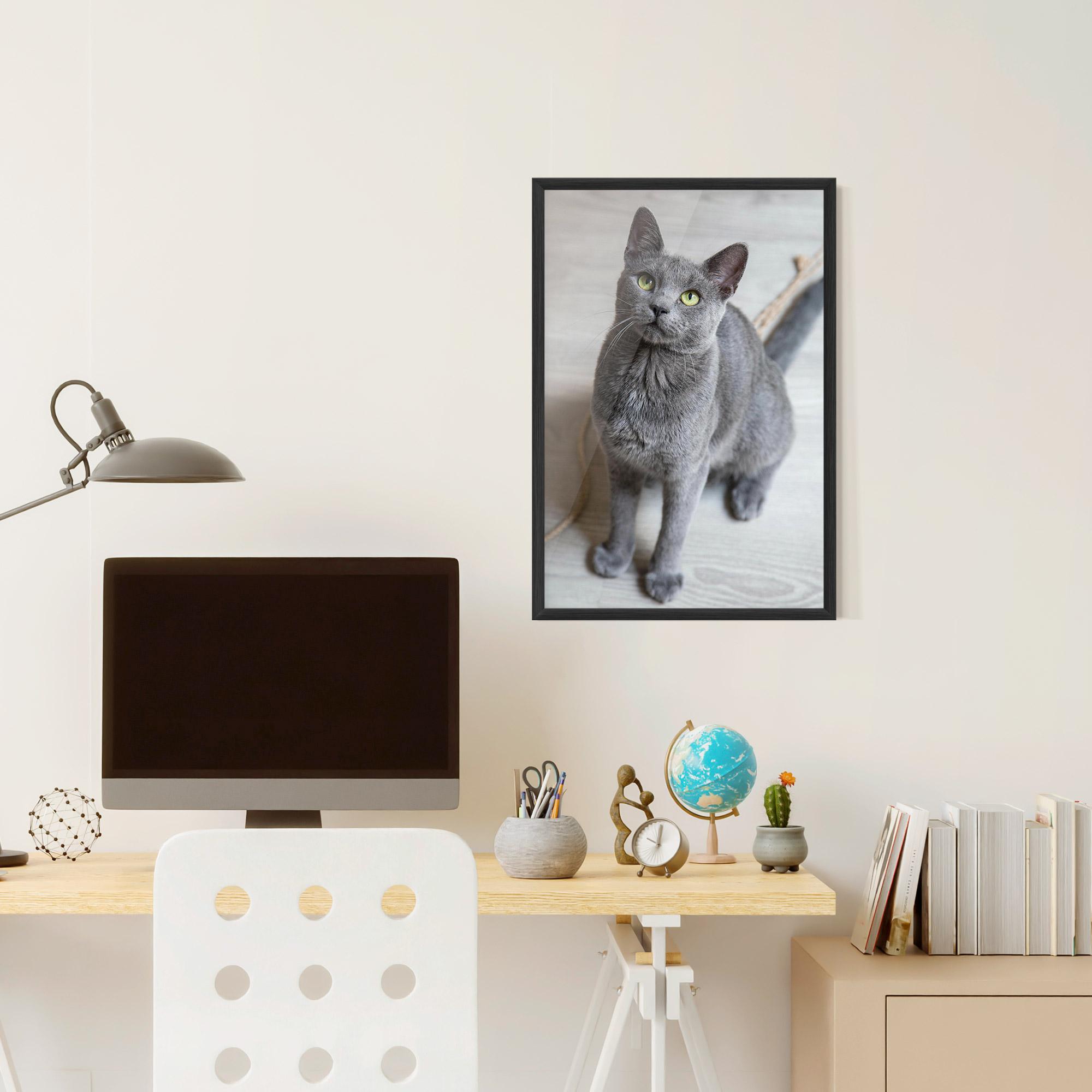 Keretezett Poszter Grey Green Cat Eyes mockup 6