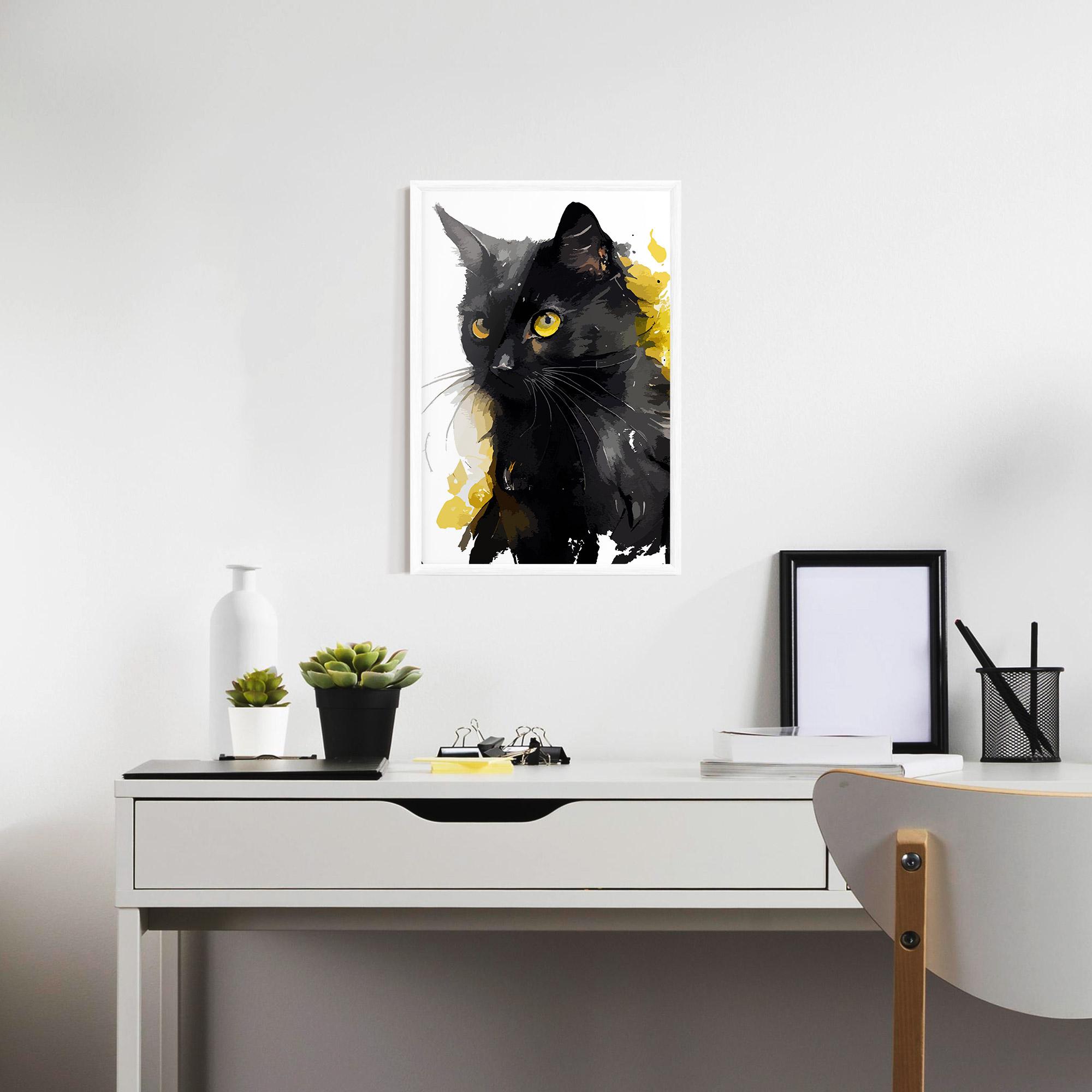 Keretezett Poszter Beautiful Black Cat mockup 7