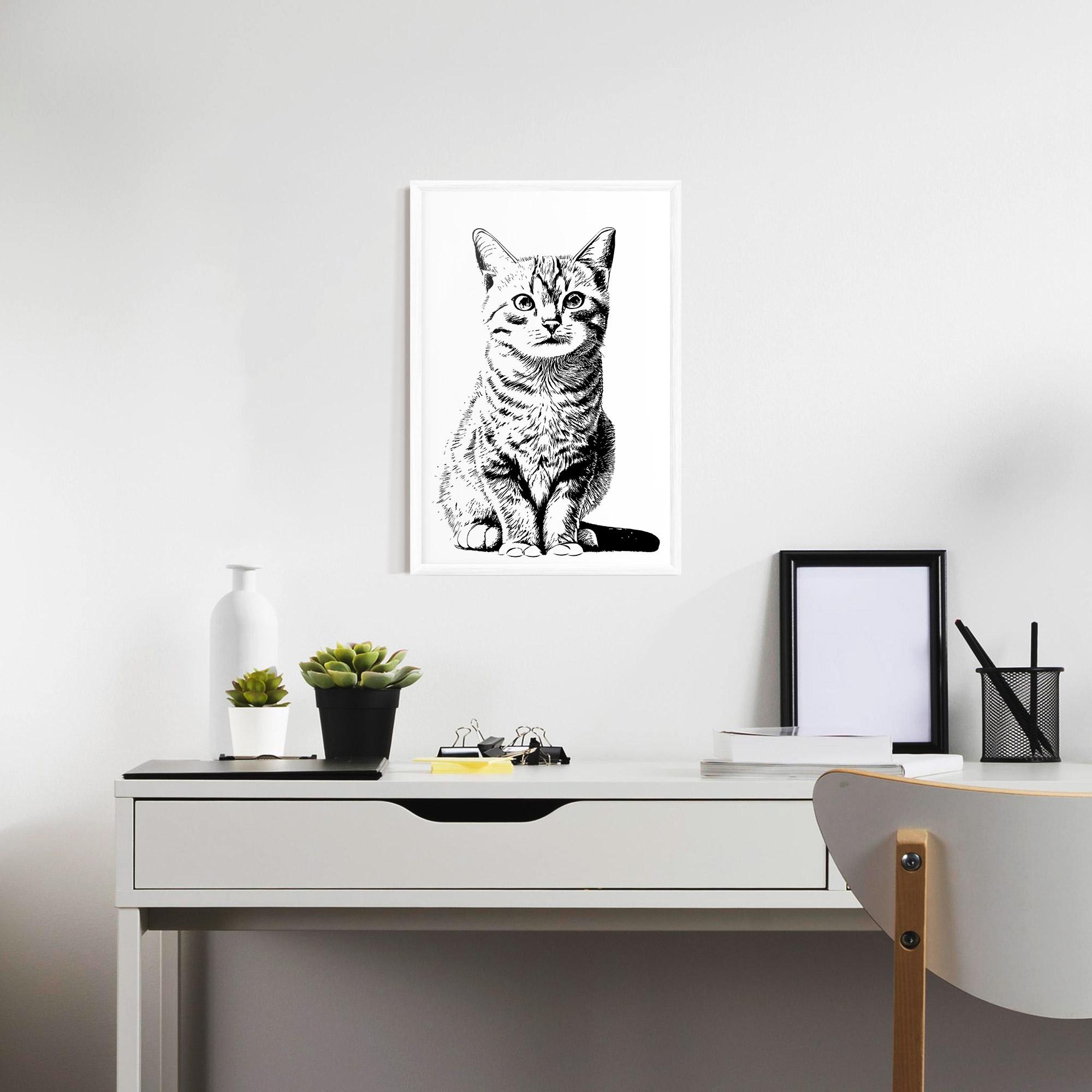 Keretezett Poszter Hand Drawn Cat mockup 7