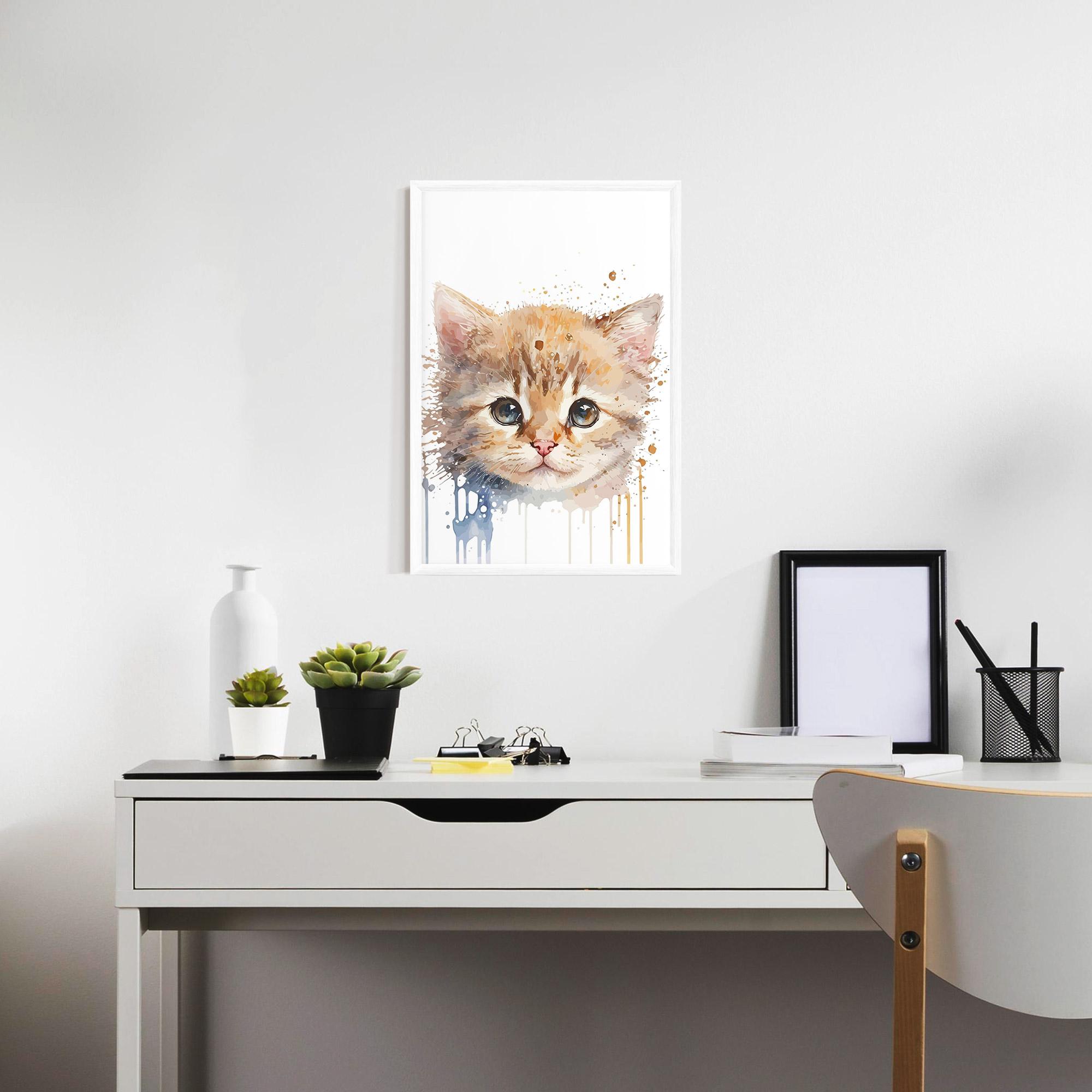Keretezett Poszter Watercolor Animal Cat mockup 7